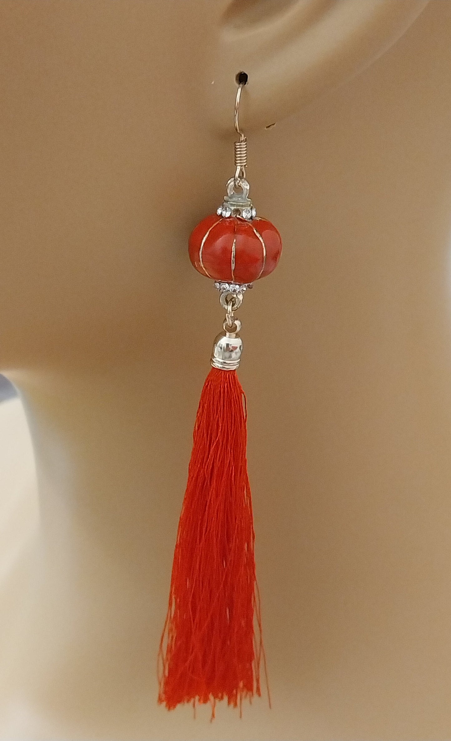 Lantern Earrings Vintage Red Detachable Tassels Erring Lucky Tassel Earring New Fashion Urban Earring Thread Drop Earring