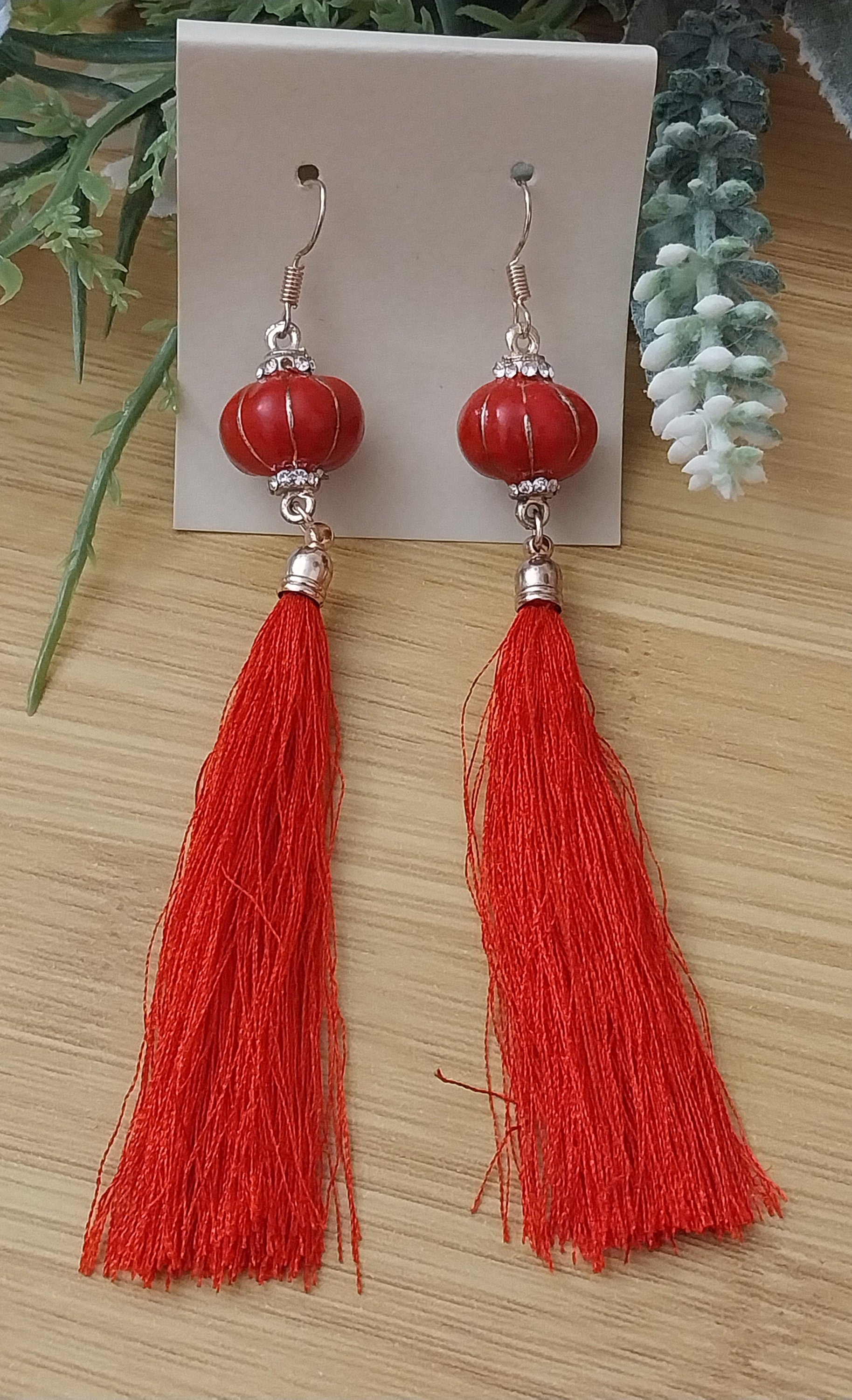 Lantern Earrings Vintage Red Detachable Tassels Erring Lucky Tassel Earring New Fashion Urban Earring Thread Drop Earring