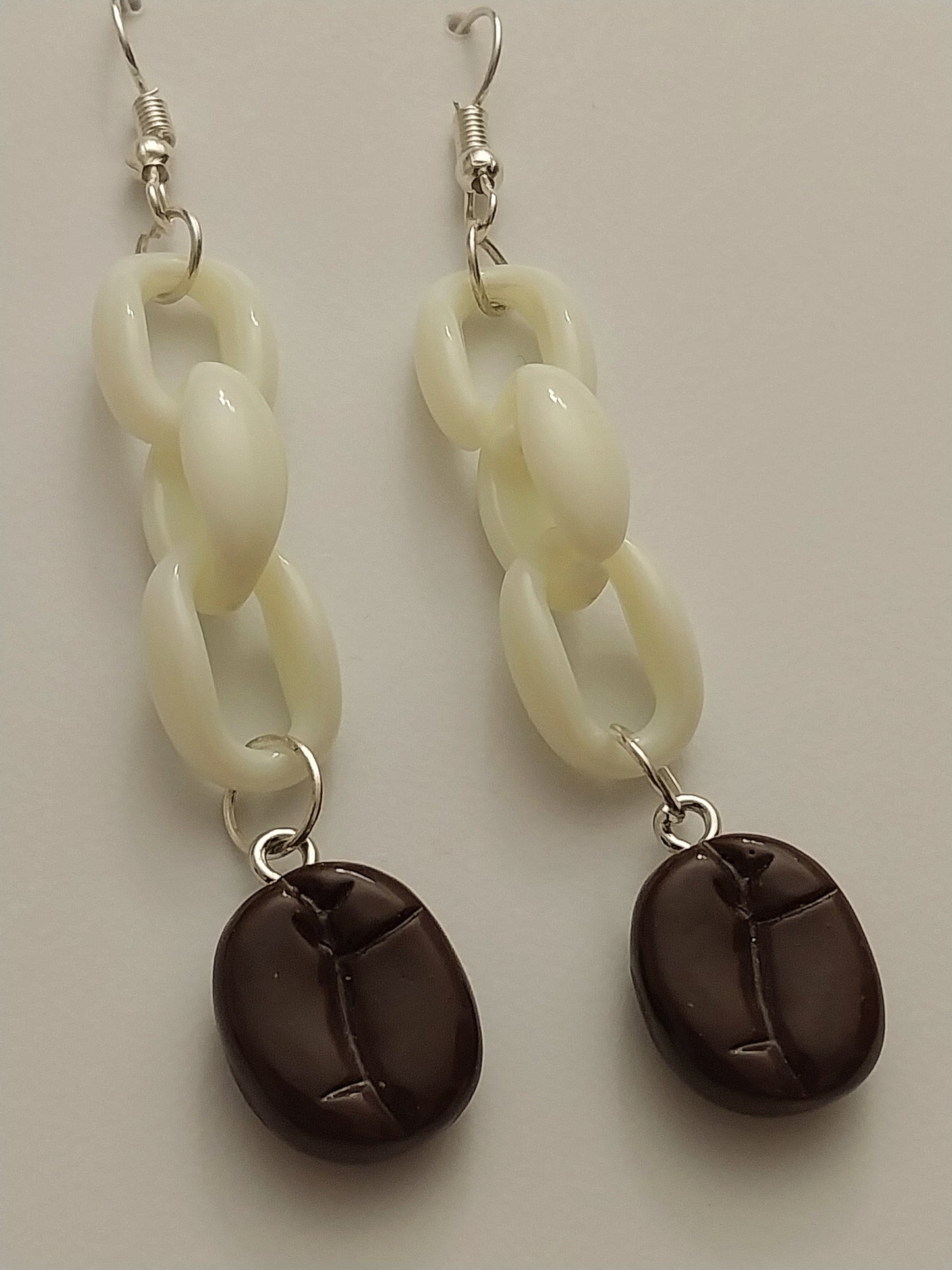 Coffee Bean Earrings White Chain Drop Earrings Coffee Bean Drop New Unique Earrings New Popular Style Earring Handmade Earring Free Shipping