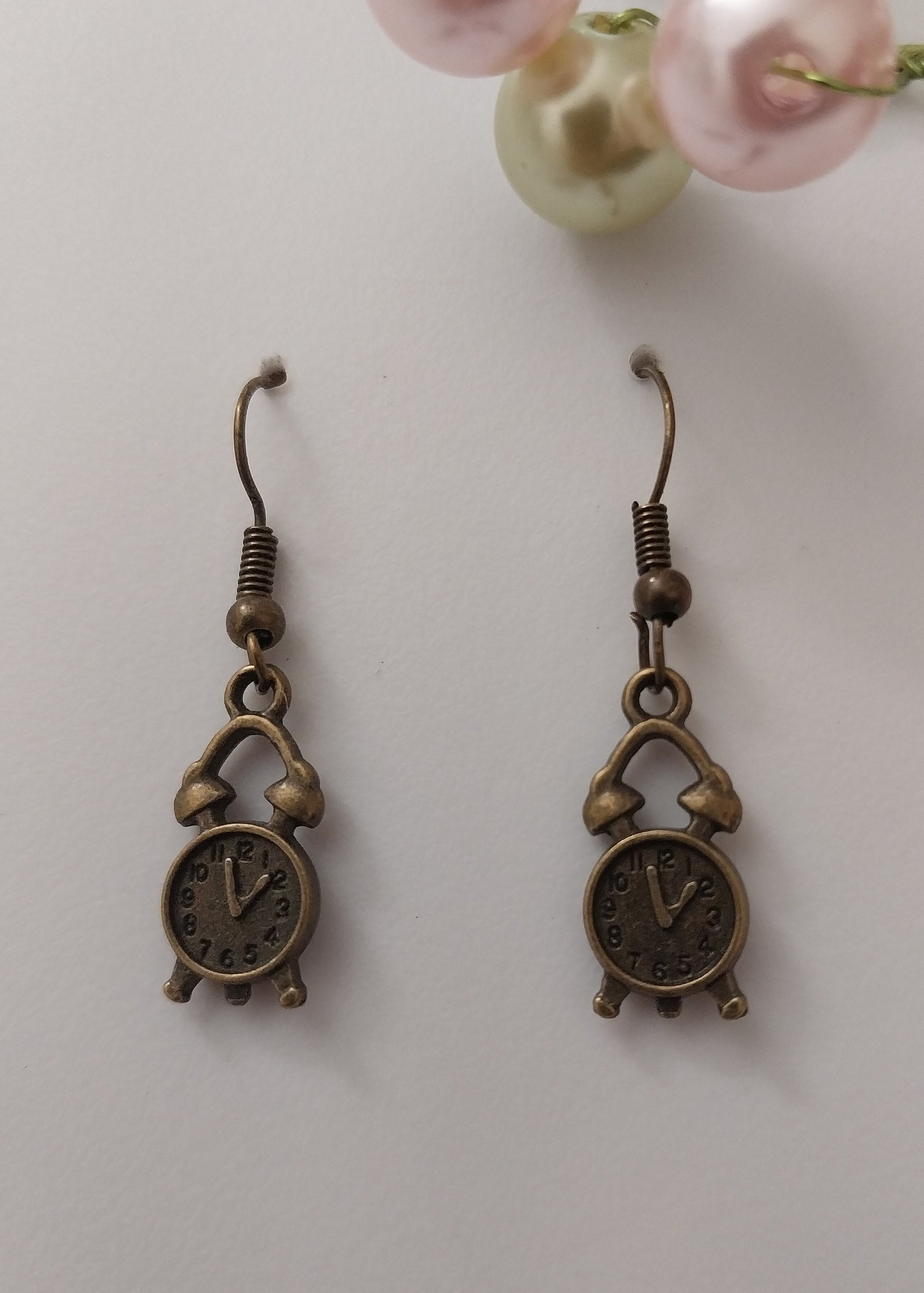 Clock Earrings Antique Bronze Clock Earring Vintage Alarm Earring Cute New Design Fashion Earring