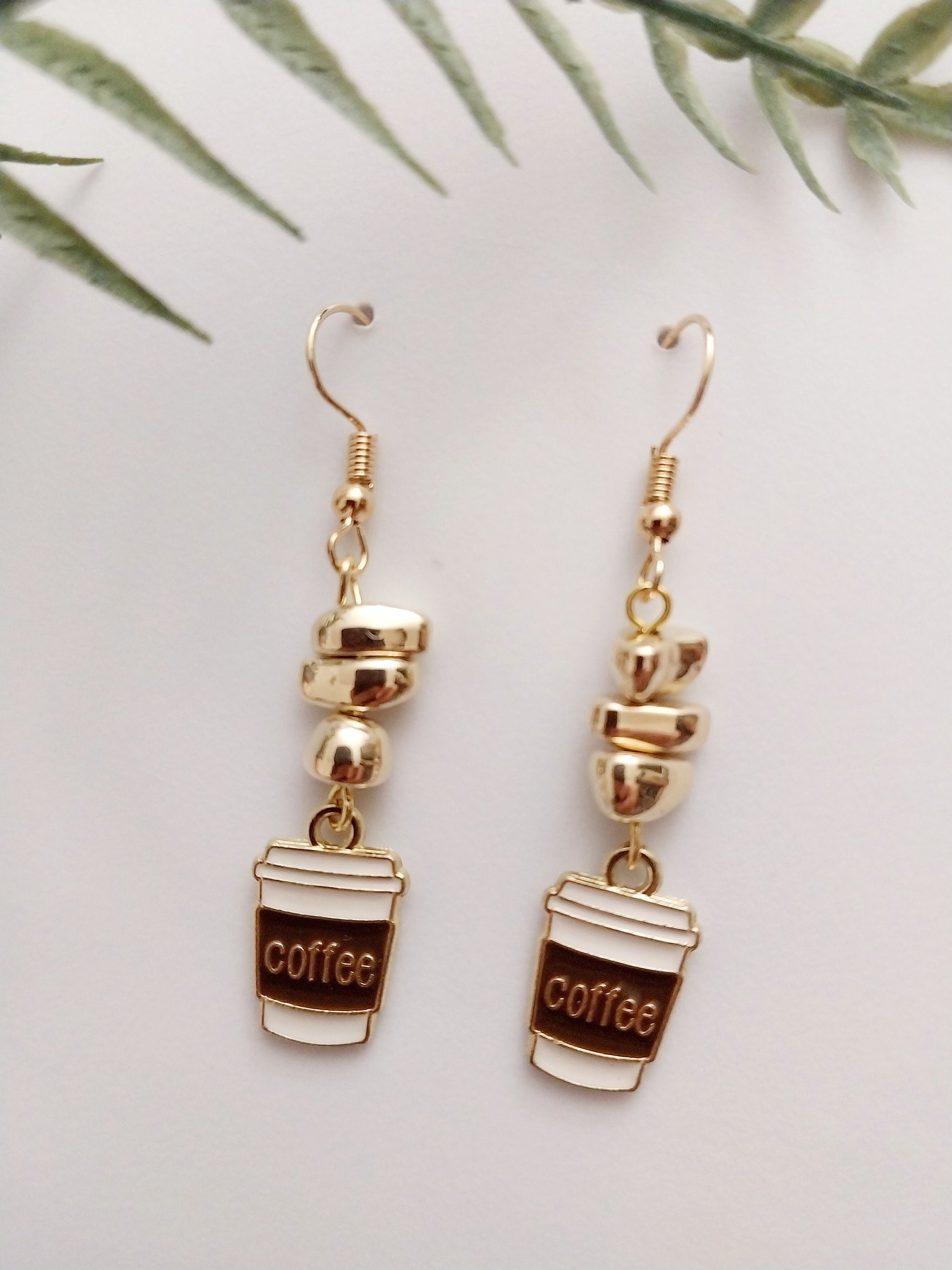 Coffee Cup Earrings Cup Book Earrings Coffee Gold Earring Golden Book Students Earring New Design Drop Earrings Artists Modern Urban Earring