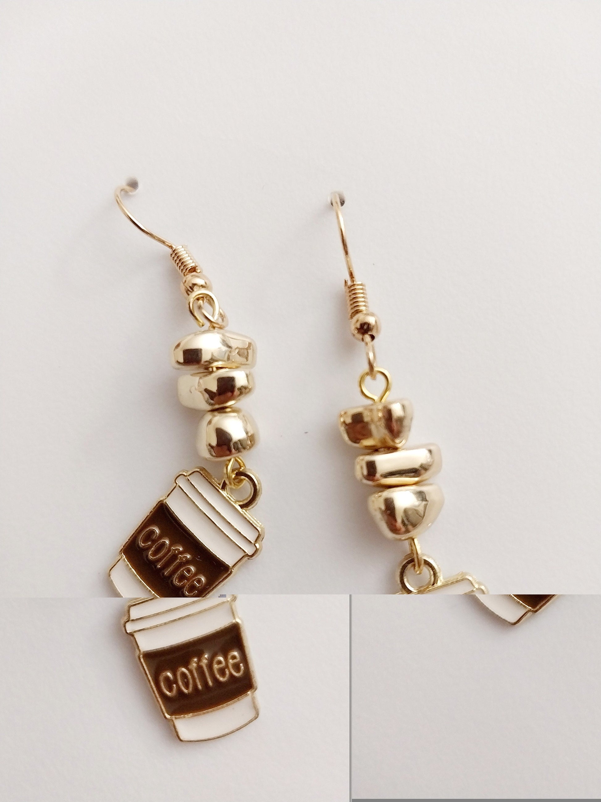 Coffee Cup Earrings Cup Book Earrings Coffee Gold Earring Golden Book Students Earring New Design Drop Earrings Artists Modern Urban Earring