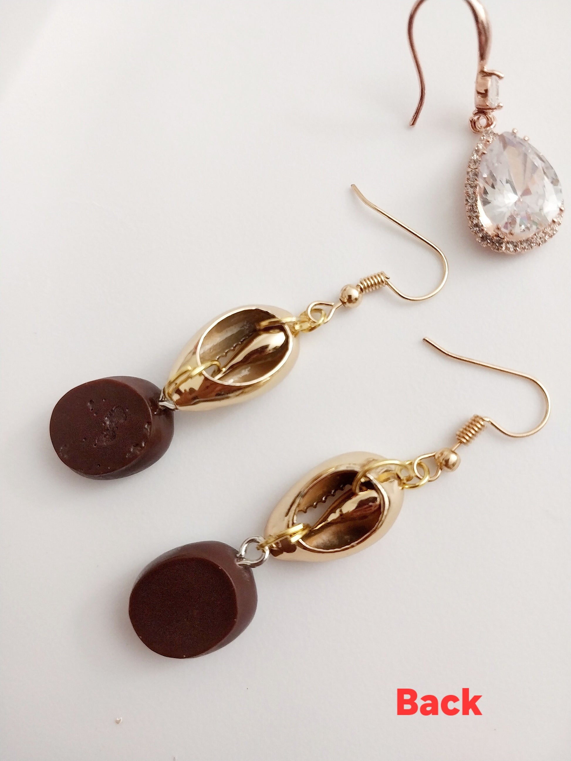 Coffee Bean Shell Drop Earring Personalist Earring New Fashion Style Drop Earring Golden Shell Earring Unique Handmade Earring Free Shipping