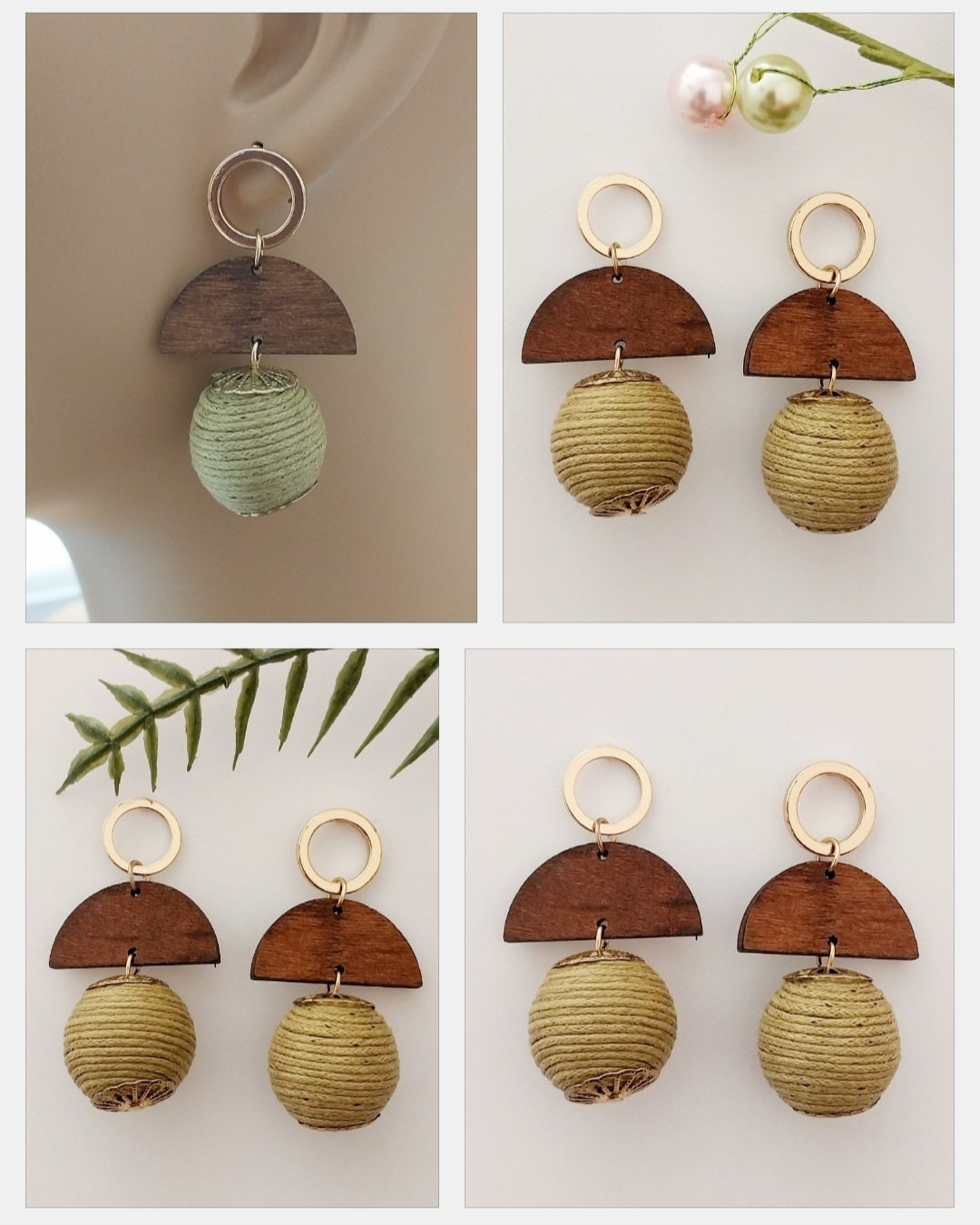 Petite Raffia Earring America Classical Village Drop Earrings Unique Handmade Statement Bamboo Ball Lantern Earring Wooden Sun Moon Earring