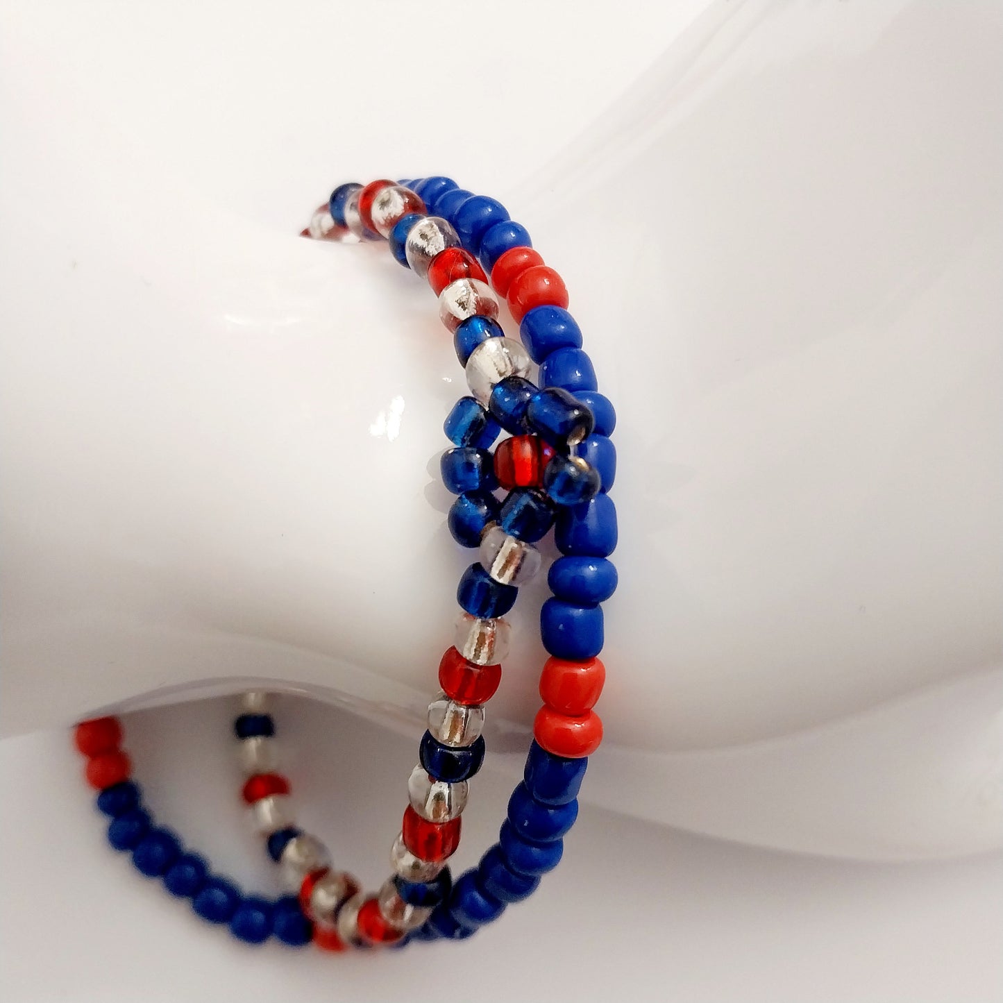 July 4th Beads Bracelet 1 Set Blue Red Flower Flag Bracelet American Style New Design Unique Handmade Vintage Fashion Bracelet Free Shipping