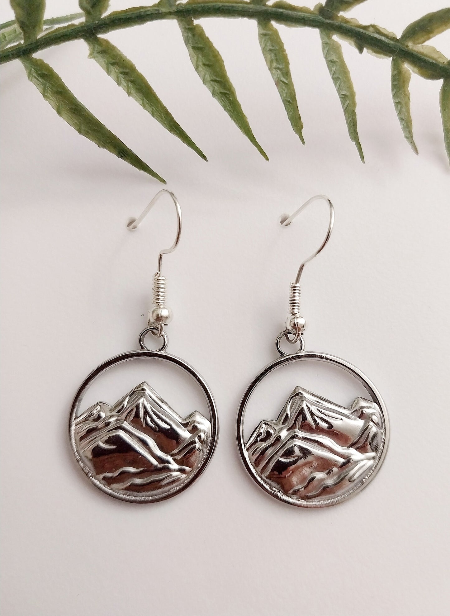 Mountain Earrings Sterling Silver Hook Hollow Mountain Earring Unique Design Earrings Embossed Artist Earring Handmade High Quality Earring