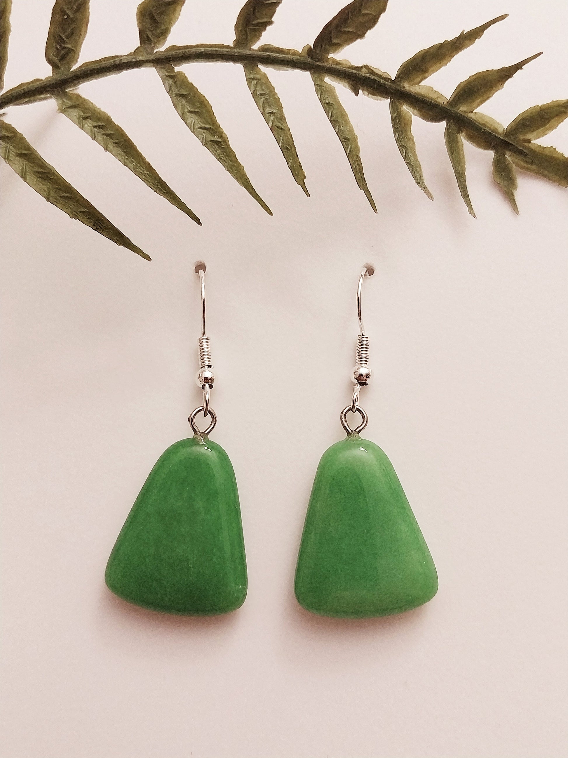 Jade Earrings Natural Stone Earrings Green stone Earrings Personalist Design Earrings Green Geometry Drop Earrings New Design Free Shipping