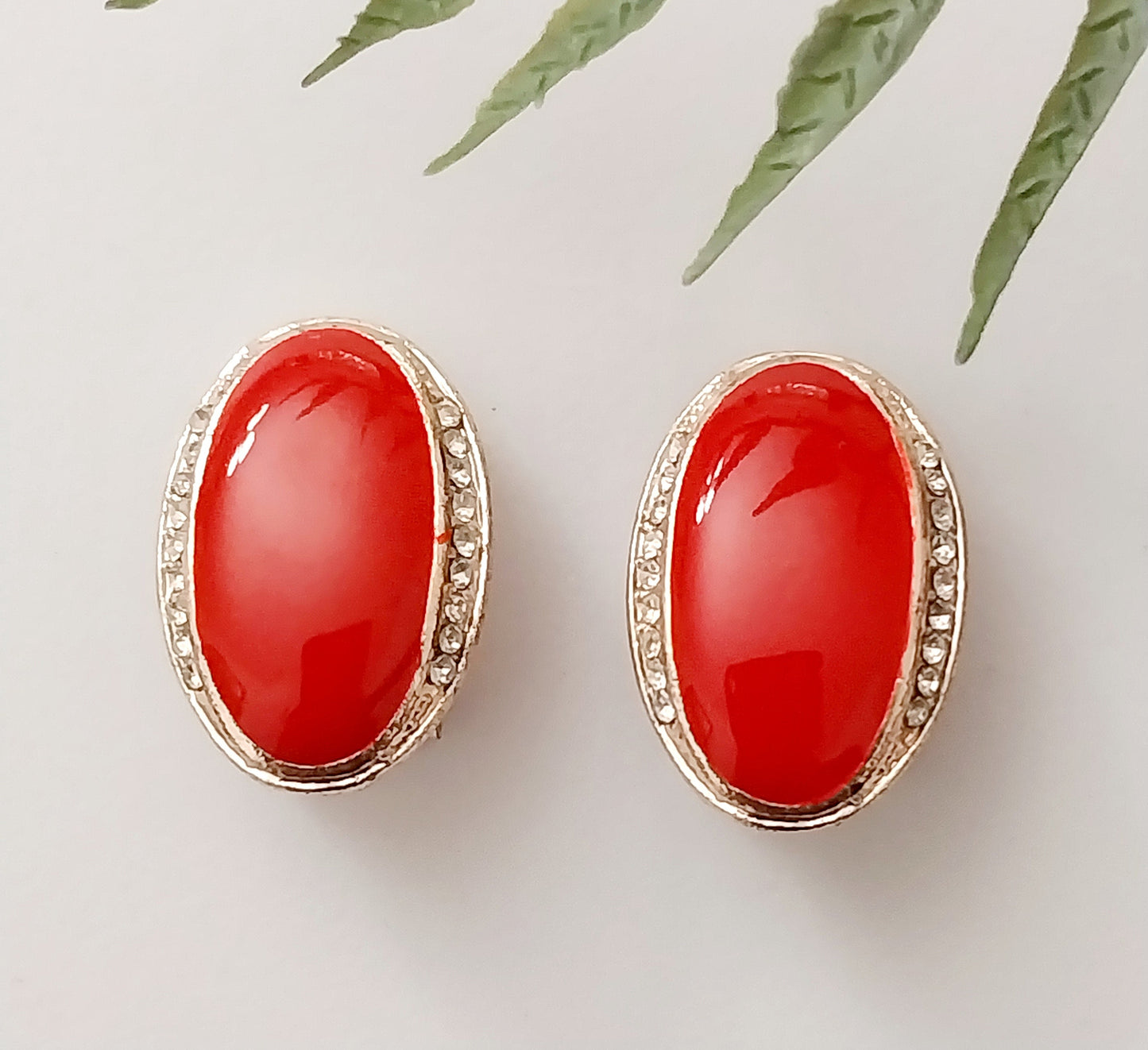 Blood Oval Cabochon Red Earring Zircon Stainless Steel Exotic Fashion Earring New Unique Design Earring Vintage Free Shipping