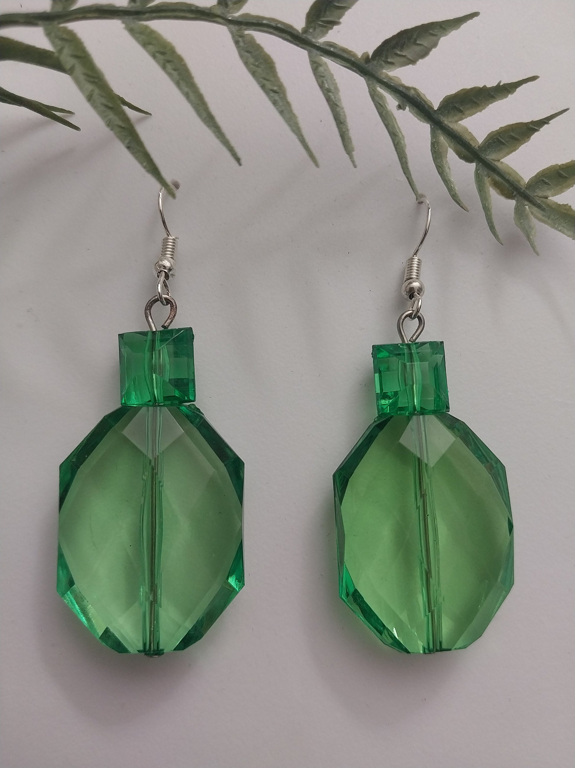 3D Green Bottle Earrings Sterling Sliver Earrings Large Drop Fashion Earrings Personalized Design Premarket Unique Earrings Modern Earrings