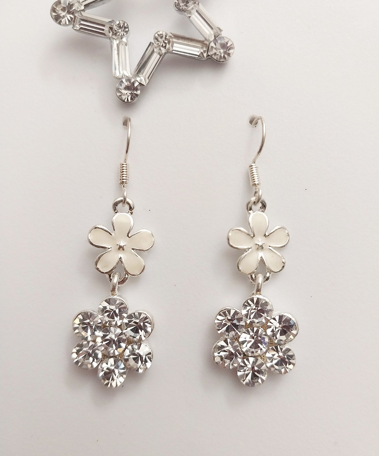 Flower Drop Earrings Sterling Silver CZ Earrings New Fashion Unique Design Earrings Cute Beautiful Sparkling Earrings Free Shipping