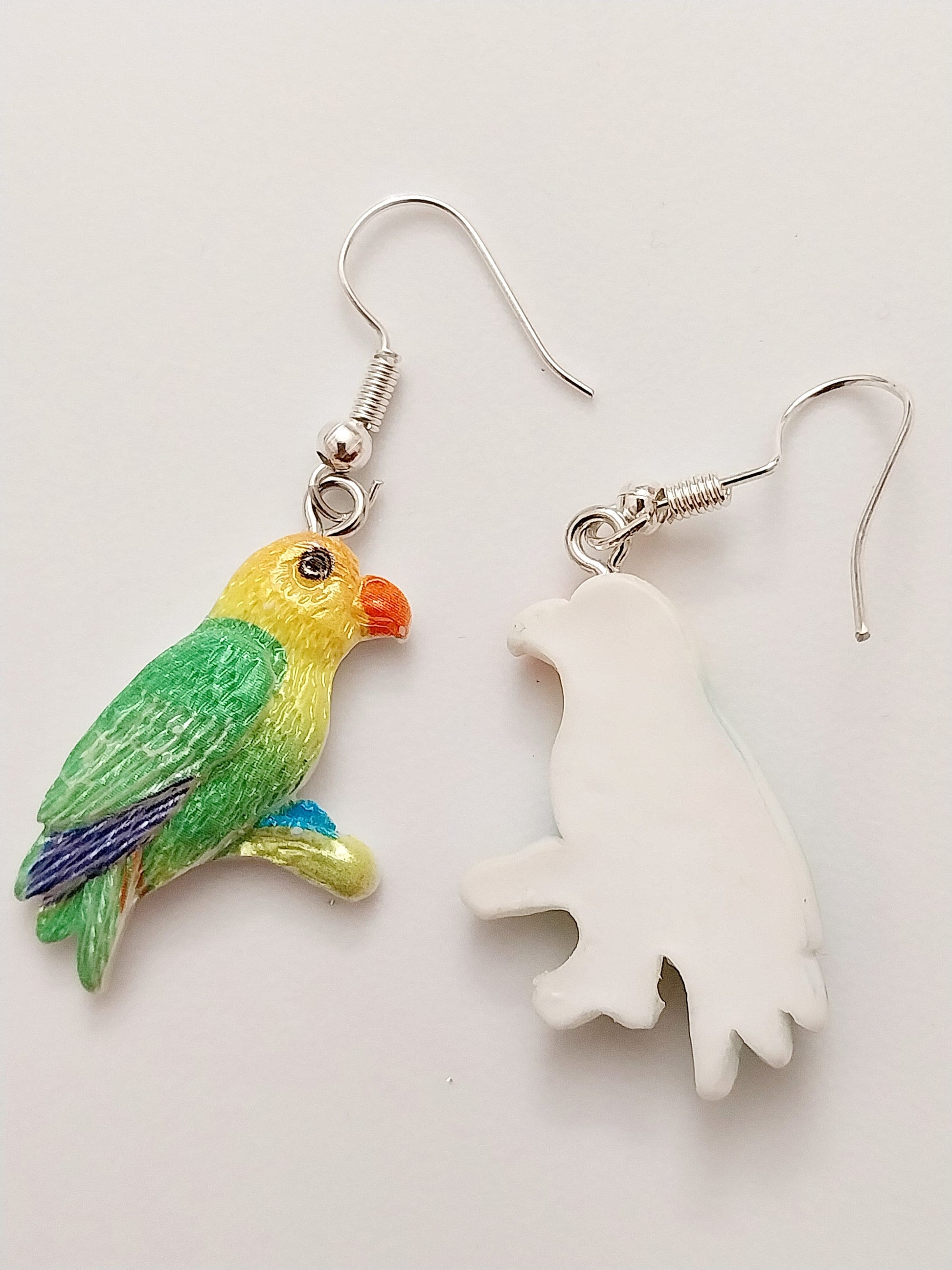 Parrot Bird Earring Colorful Bright Handmade Sparrows Earring 925 Sterling Silver Hook Yellow Headed Birds Earring New Unique Design Earring