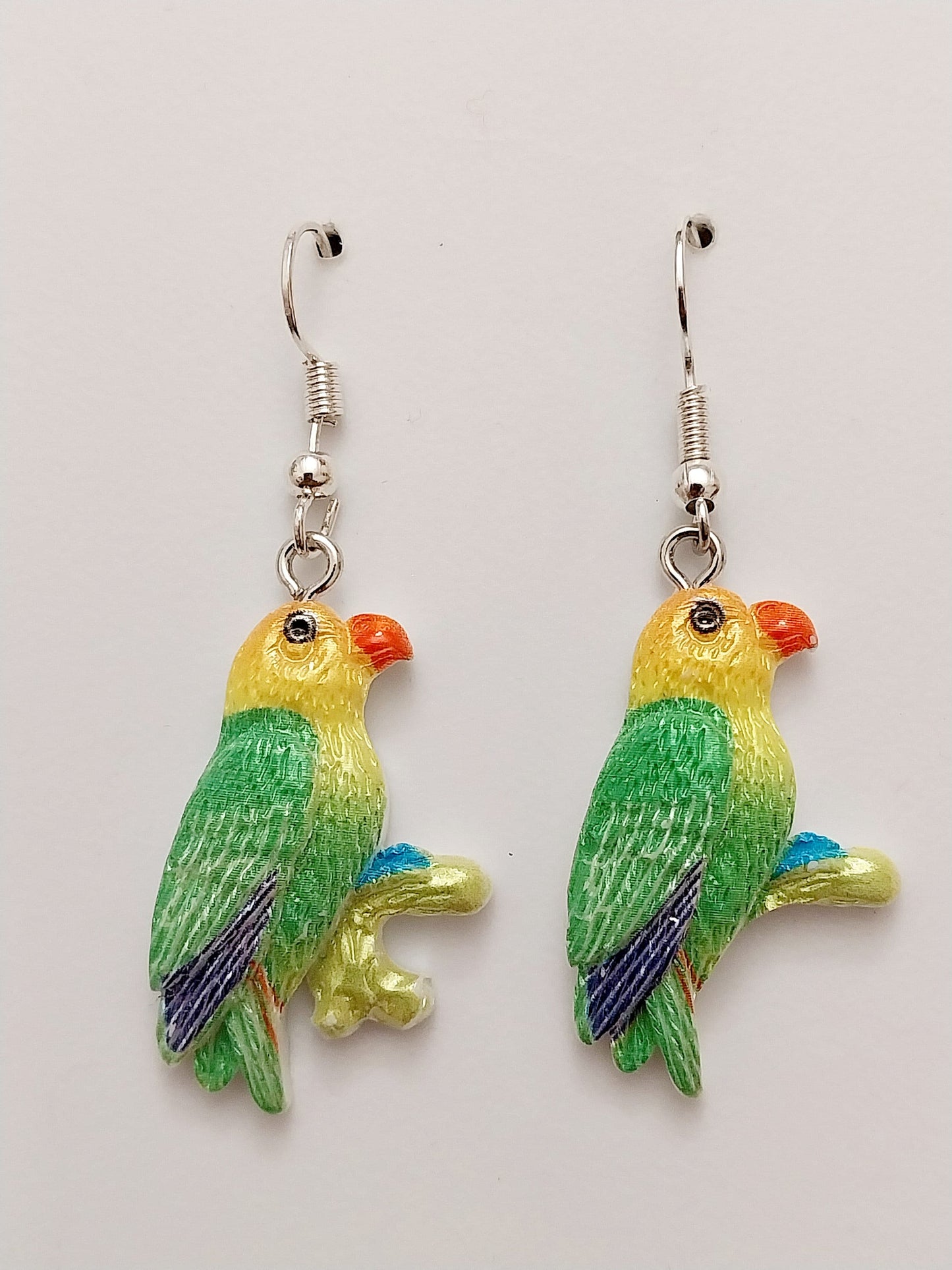 Parrot Bird Earring Colorful Bright Handmade Sparrows Earring 925 Sterling Silver Hook Yellow Headed Birds Earring New Unique Design Earring