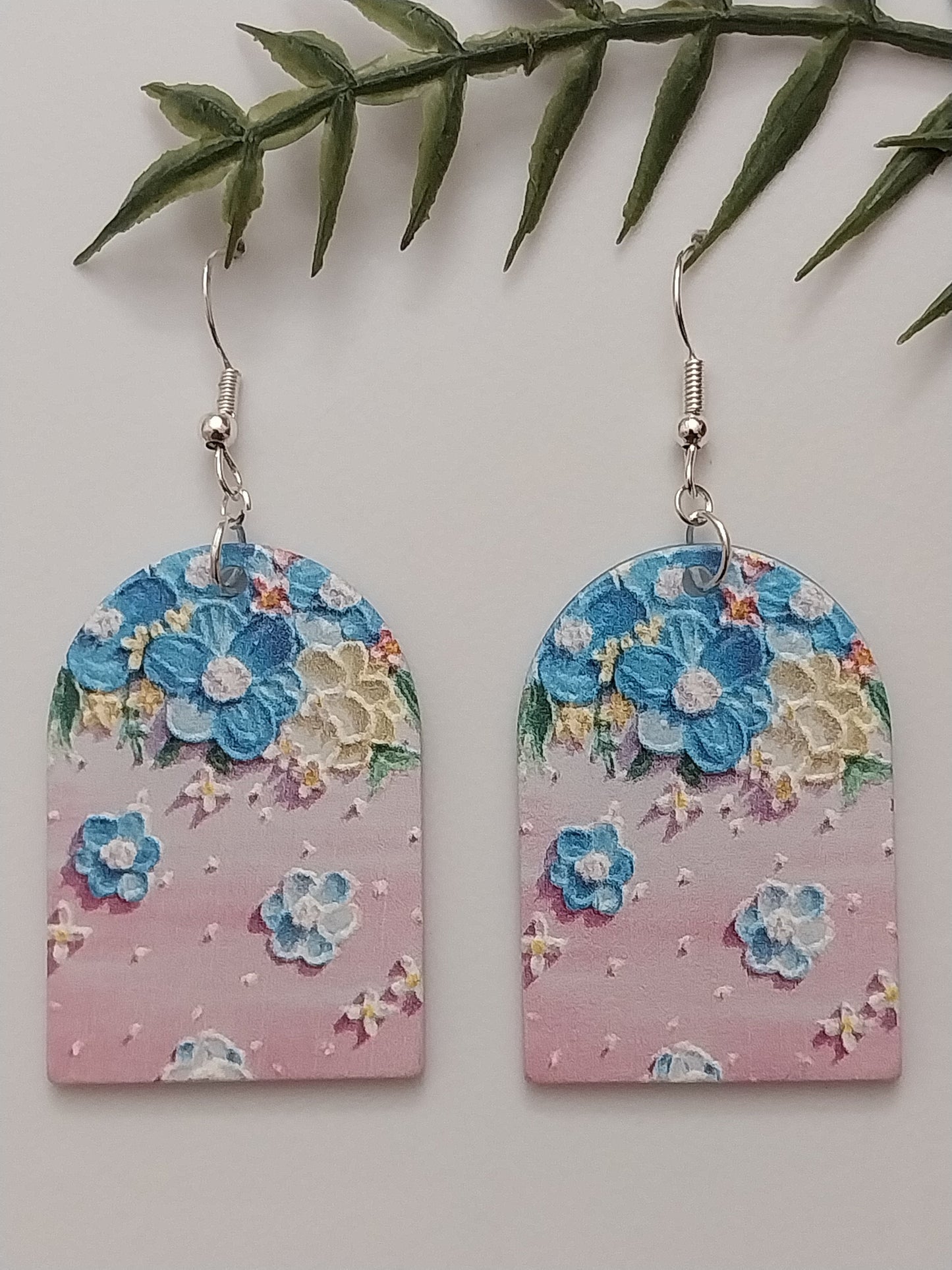 Blue Flower Earring Handmade Fashion Acrylic Painted Earring Vintage Unique Garden Earrings New Design Free Shipping