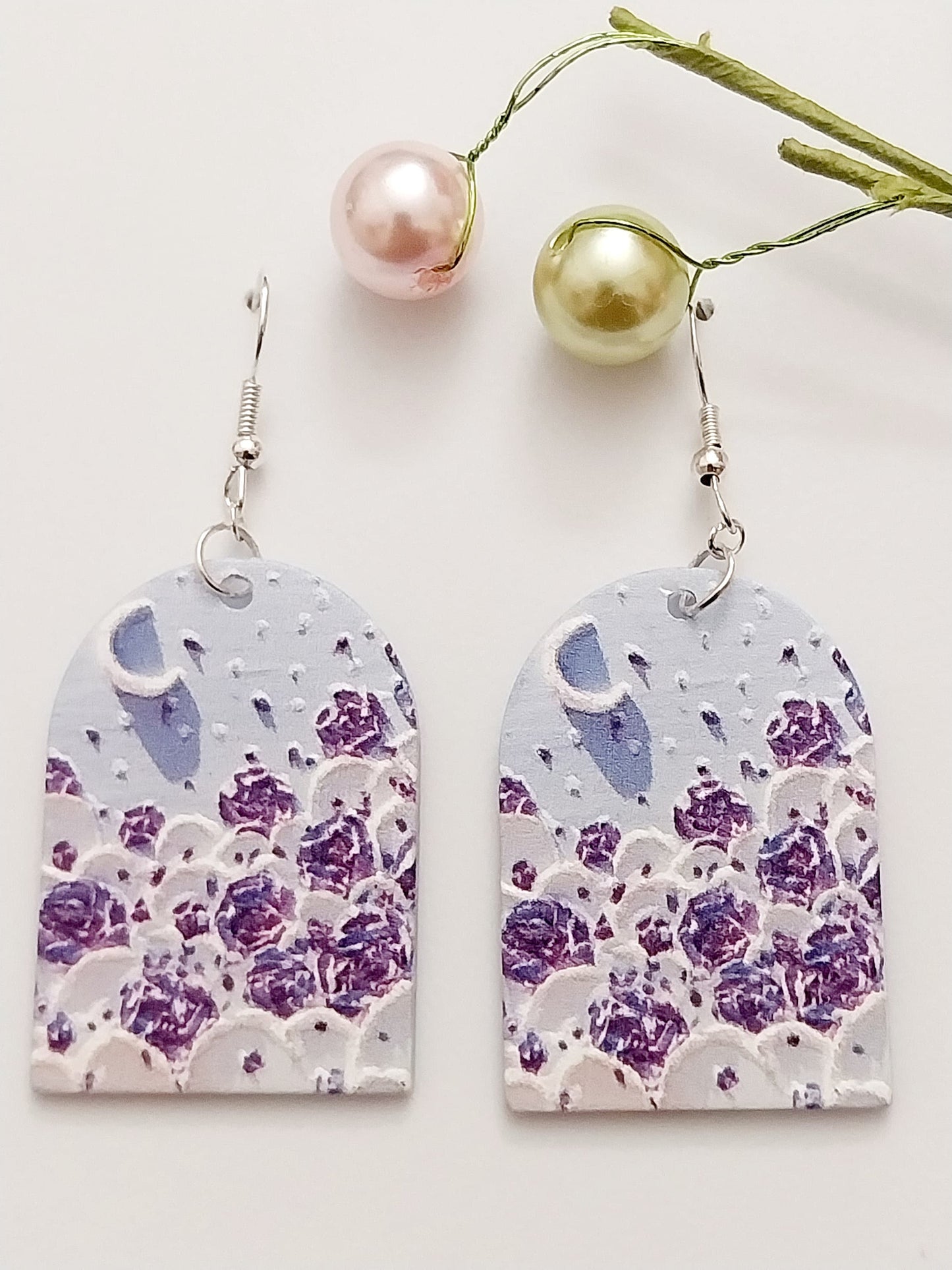 Purple Flower Earring Handmade Fashion Acrylic Painted Earring Vintage Unique Garden Earrings New Design Free Shipping