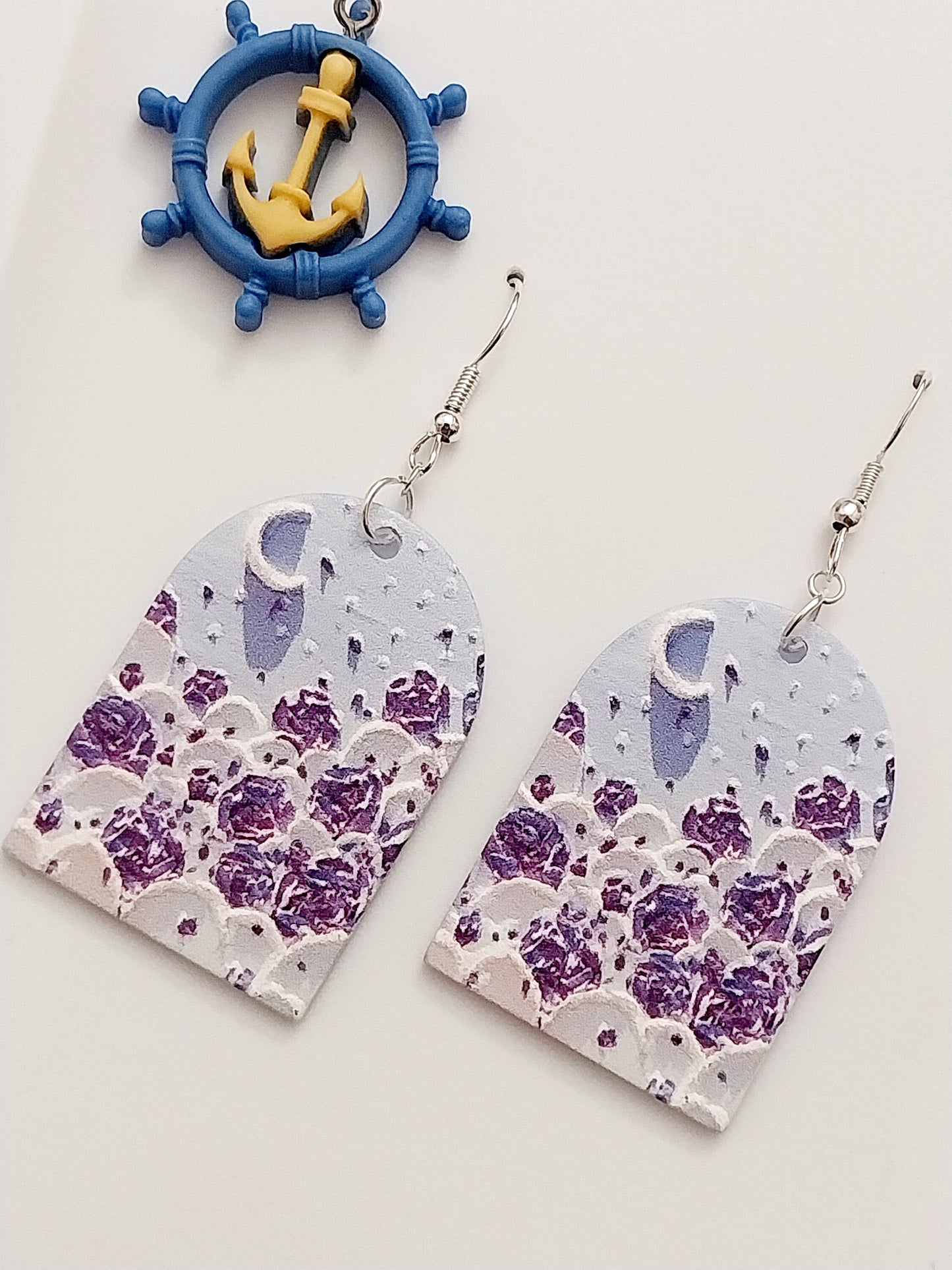 Purple Flower Earring Handmade Fashion Acrylic Painted Earring Vintage Unique Garden Earrings New Design Free Shipping