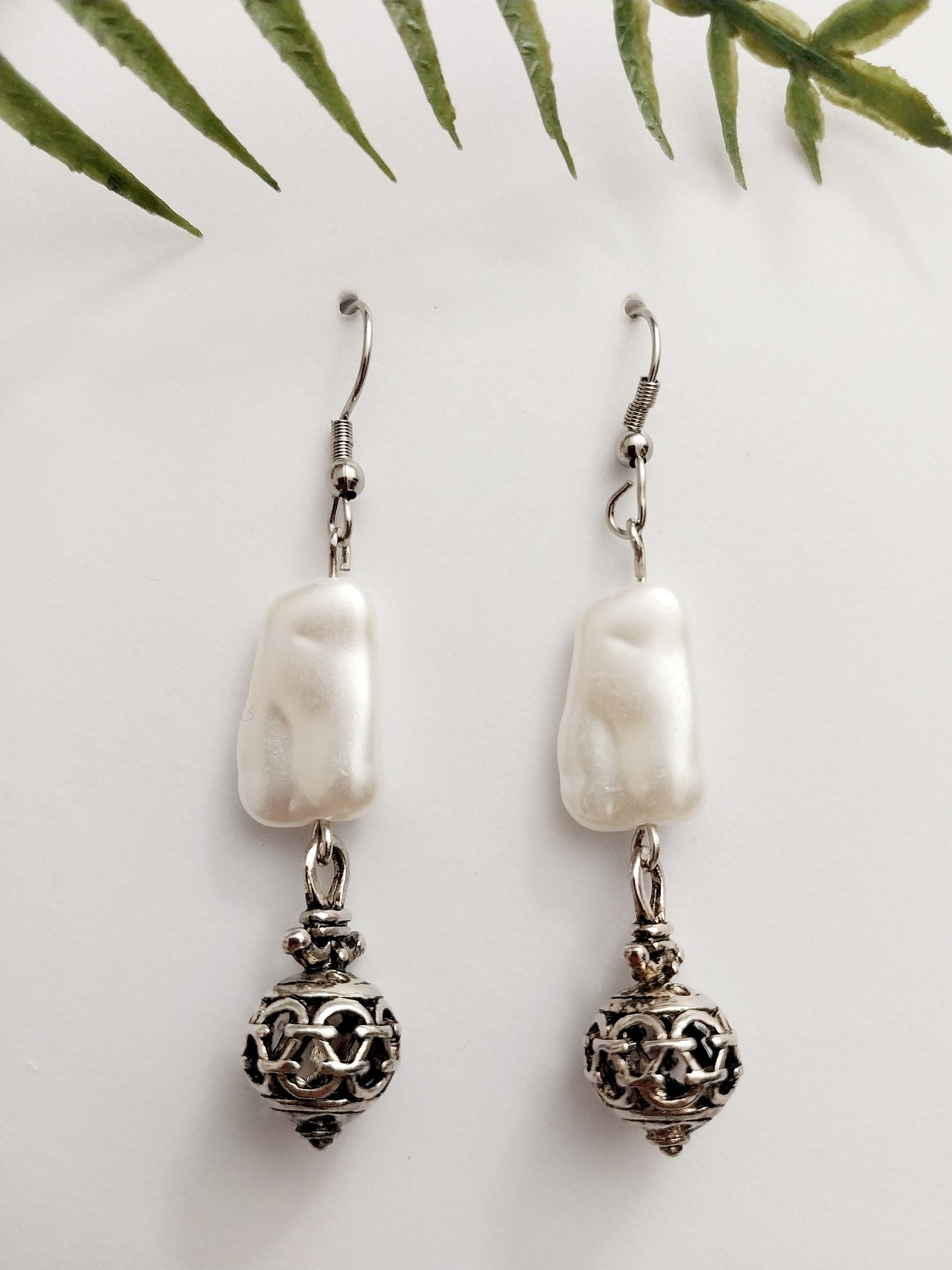 Retro Pearl Earrings Vintage Earrings Casting Tibetan Earrings Moroccan Style Earrings Filigree Beads Earrings