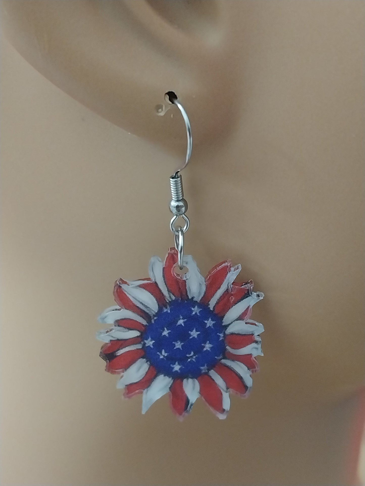 US Flag Flower Earrings