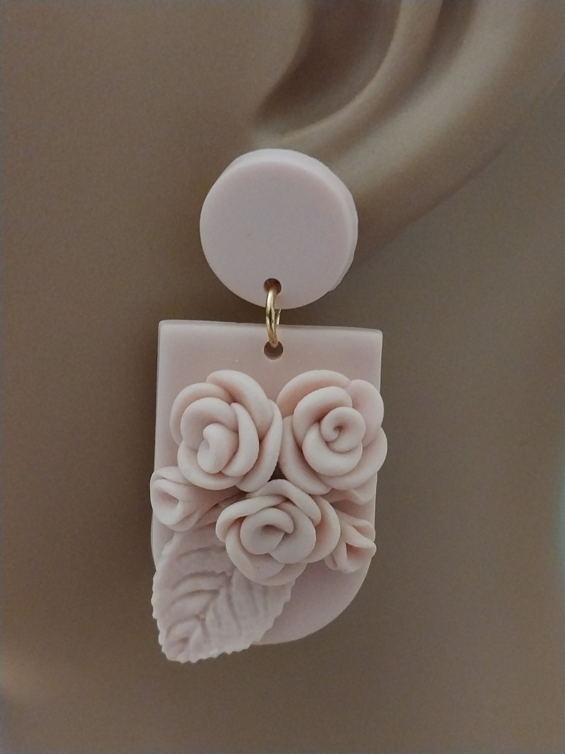 Polymer Clay Pink Rose Flower Earrings New Design Fashion High Quality Modern Art Earring