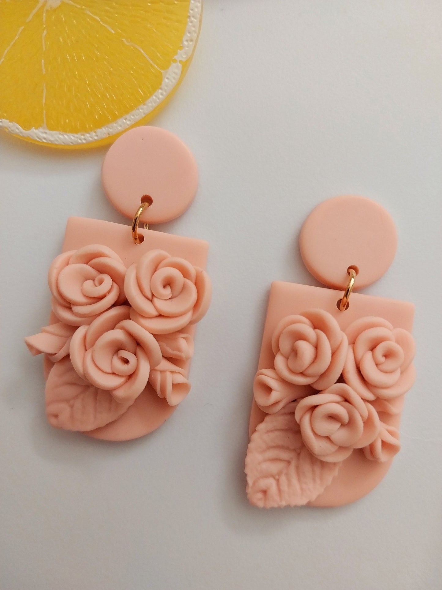 Polymer Clay Pink Rose Flower Earrings New Design Fashion High Quality Modern Art Earring