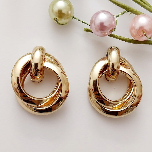 Golden Hoop Knot Earring Sterling Steel Double Hoop Knot Earrings Super high Quality New Fashion Door Knocker Earring Vintage Drop Earring