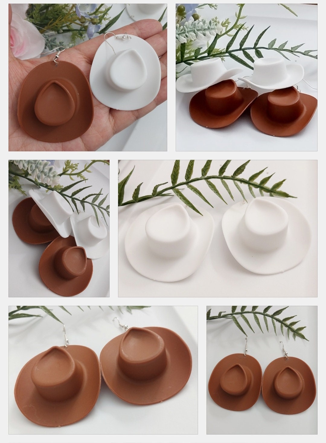 Cowboy Hats Earrings Brown Hat Earring White Cowboy Hat Earrings New Design Earrings Handmade Cute Fashion Free Shipping s