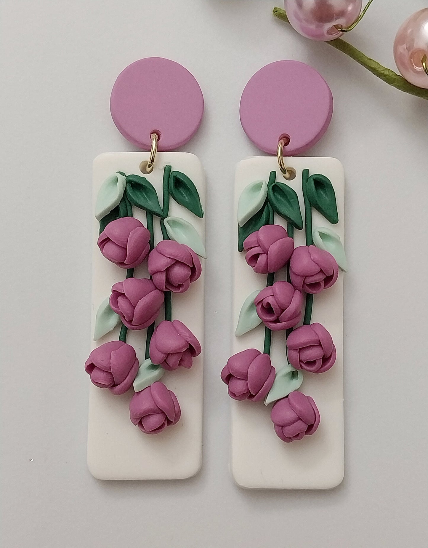 Purple Flower Clay Earrings New Clay Geometry Earring New Fashion Flower Earring