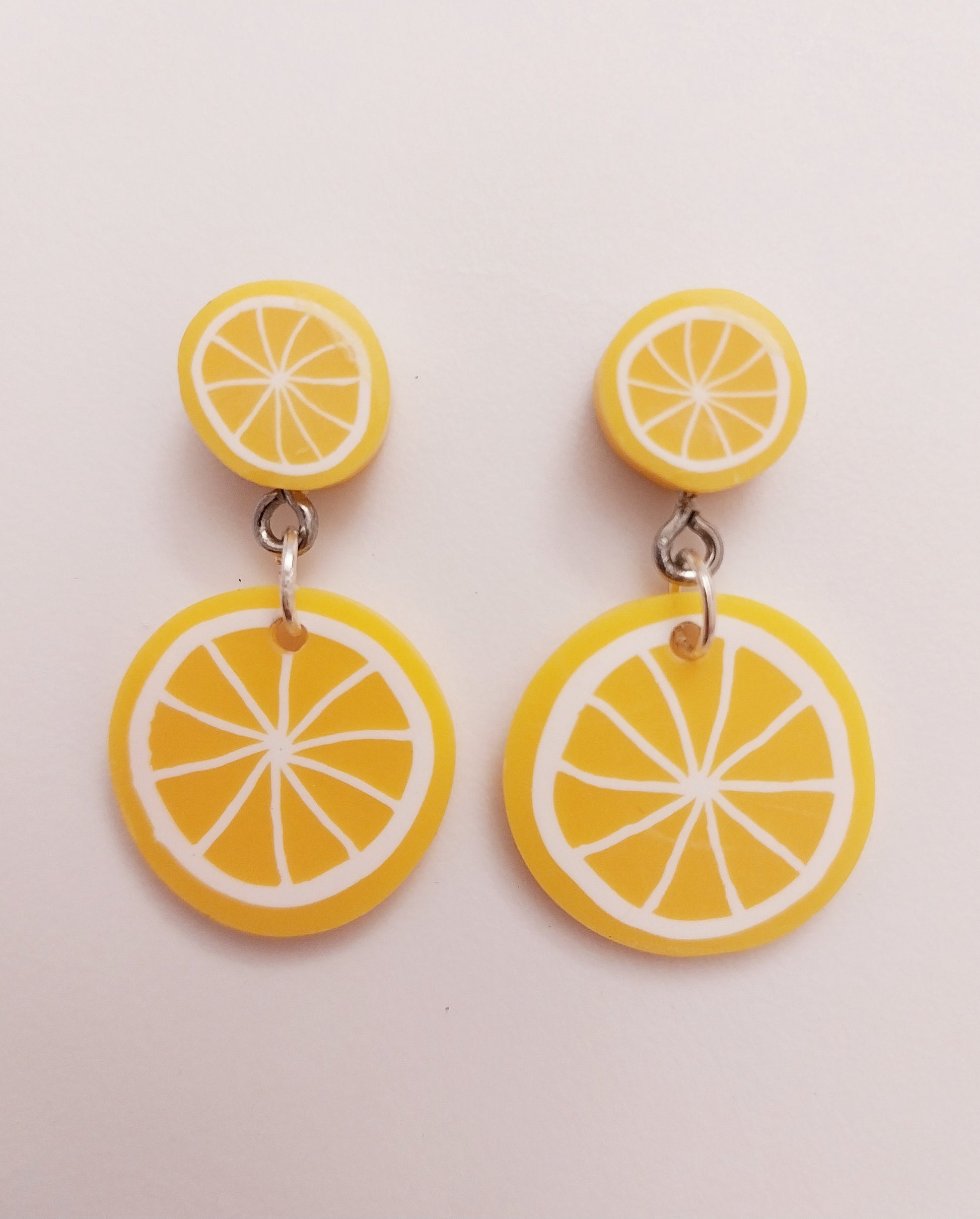 Lemon Drop Earrings Cute Double Lemon Earrings Unique Design Handmade Yellow Dangle Earrings Lightweight Fashion Earrings