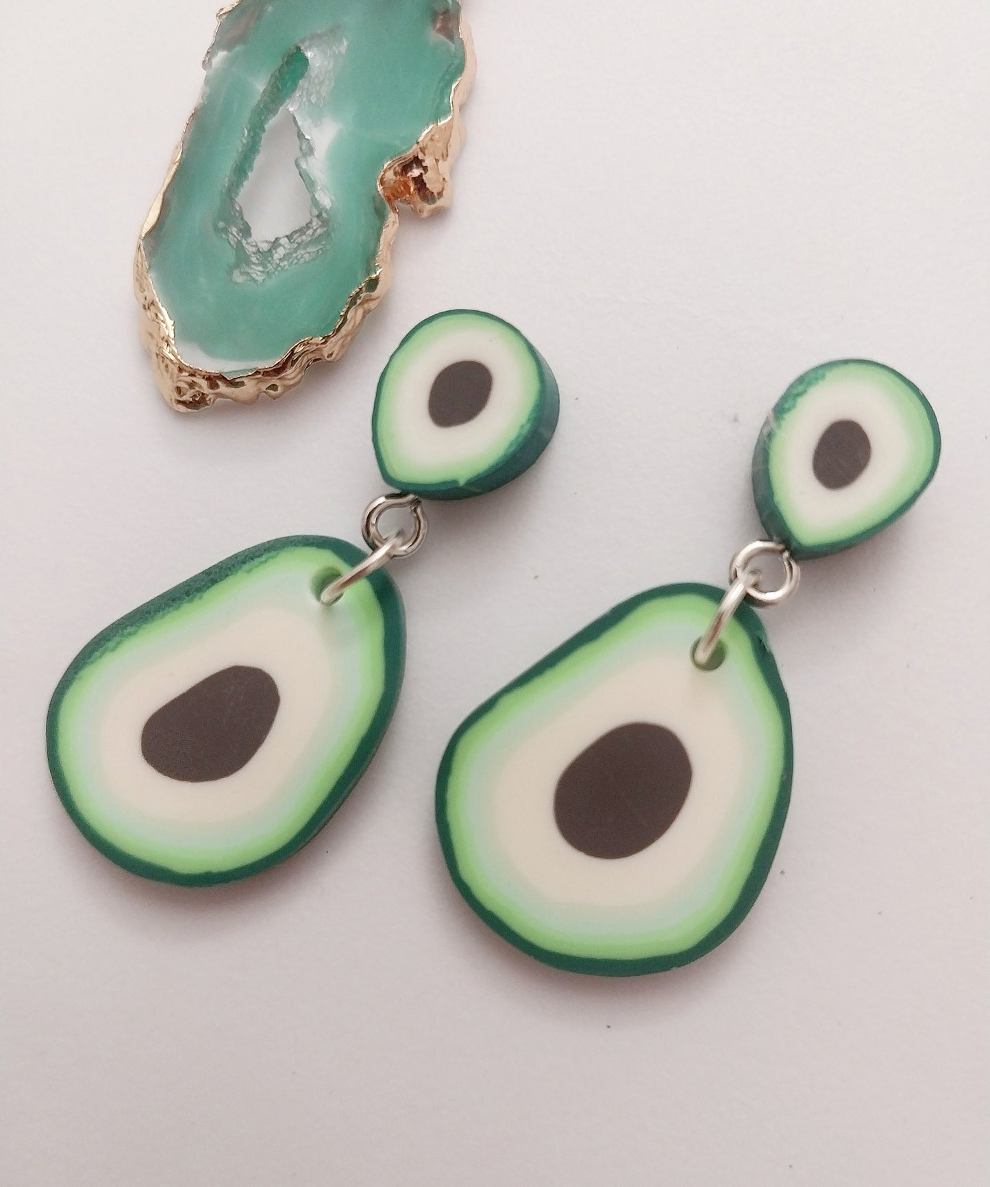 Avocado Clay Fruit Earring Cute Avocado 3D and Slices Earring Lightweight Drop Earring Handmade Unique Avocado Polymer Clay Free Shipping