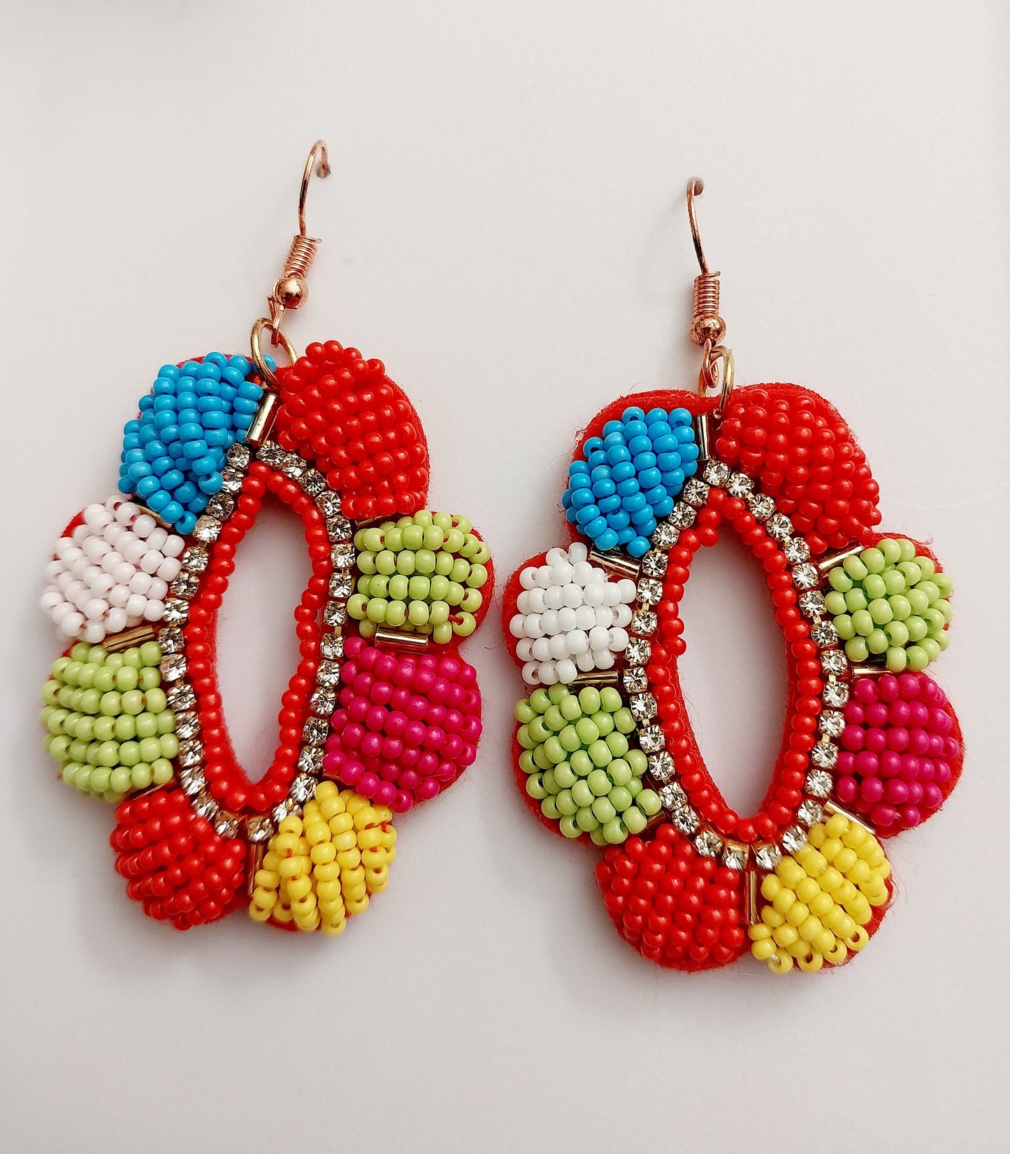 Colorful Beads Drop Earrings Multi Color Tiny Beads Earrings Hollow Flower Earring New Fashion Unique Design Handmade Free Shipping