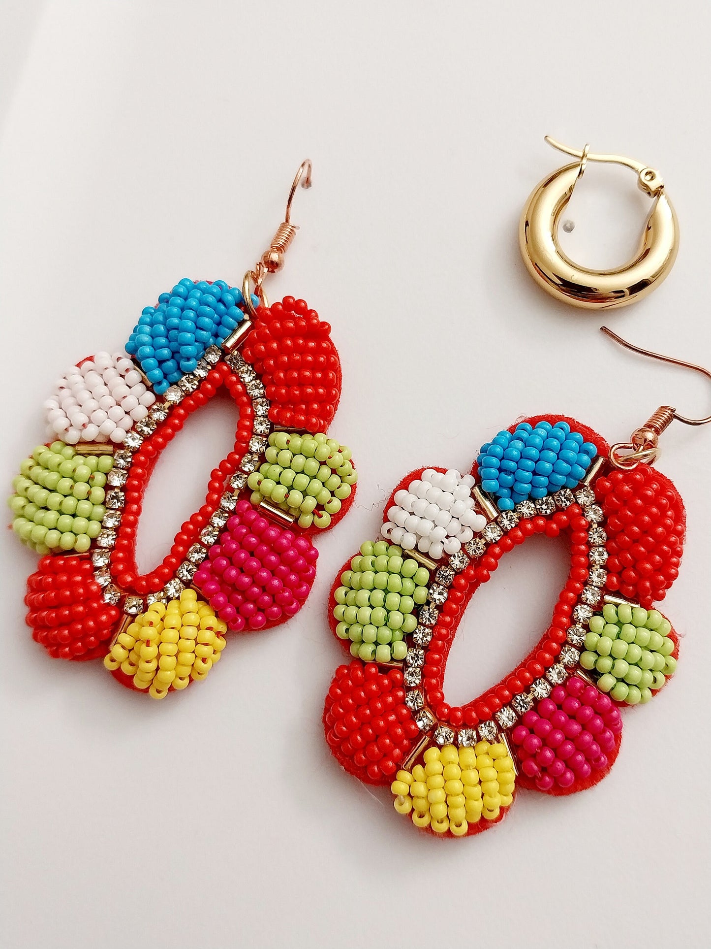 Colorful Beads Drop Earrings Multi Color Tiny Beads Earrings Hollow Flower Earring New Fashion Unique Design Handmade Free Shipping