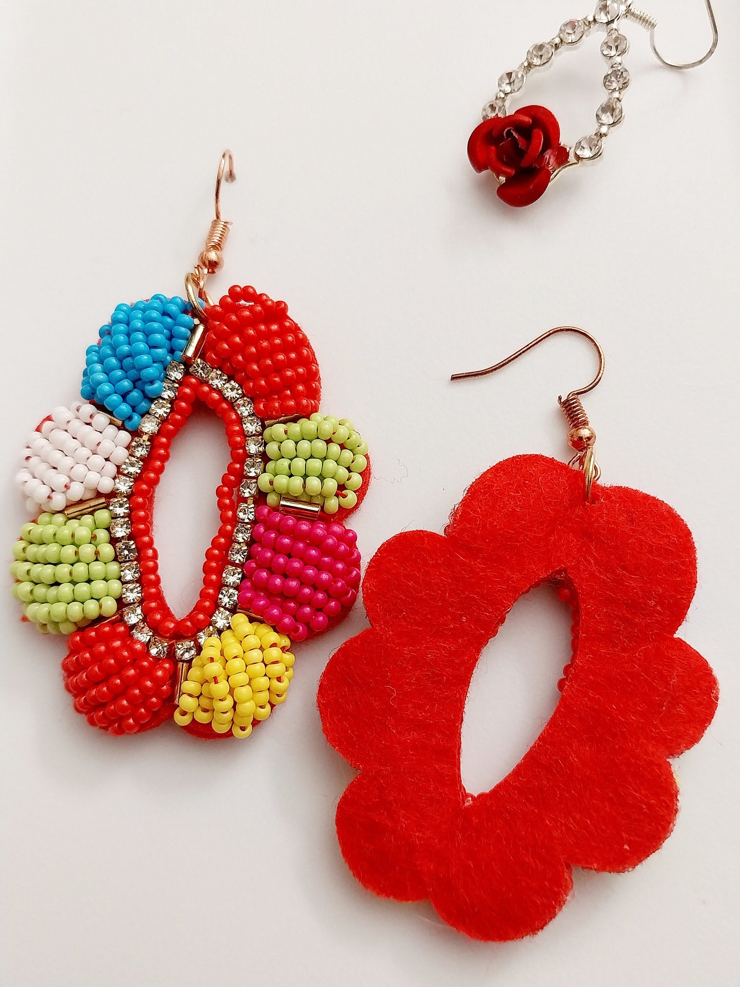 Colorful Beads Drop Earrings Multi Color Tiny Beads Earrings Hollow Flower Earring New Fashion Unique Design Handmade Free Shipping