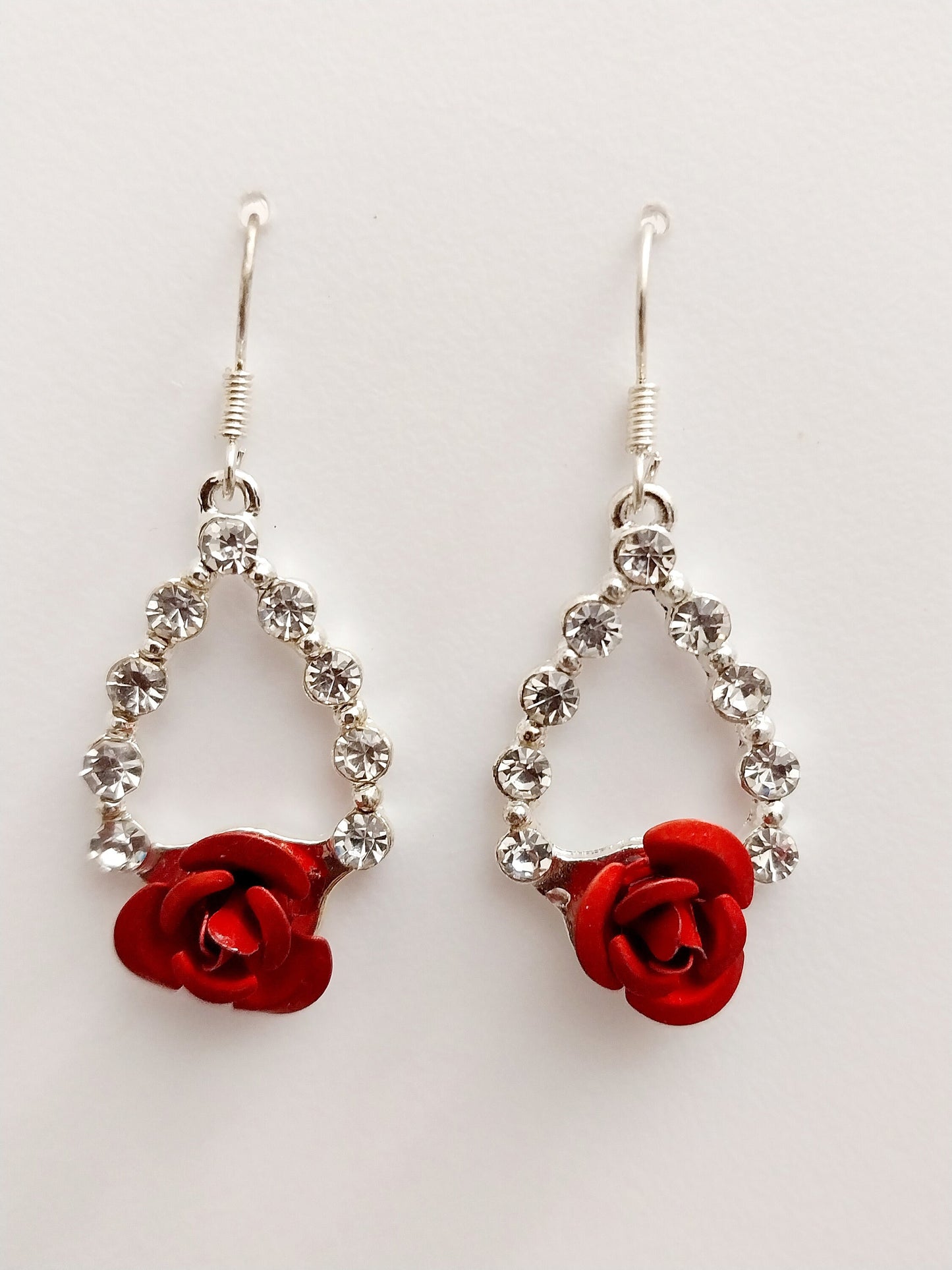 Rose Earrings Rose Drop Earrings New Fashion Design Handmade jewelry Unique Earrings CZ Sparkling Sterling Silver Earrings Free Shipping