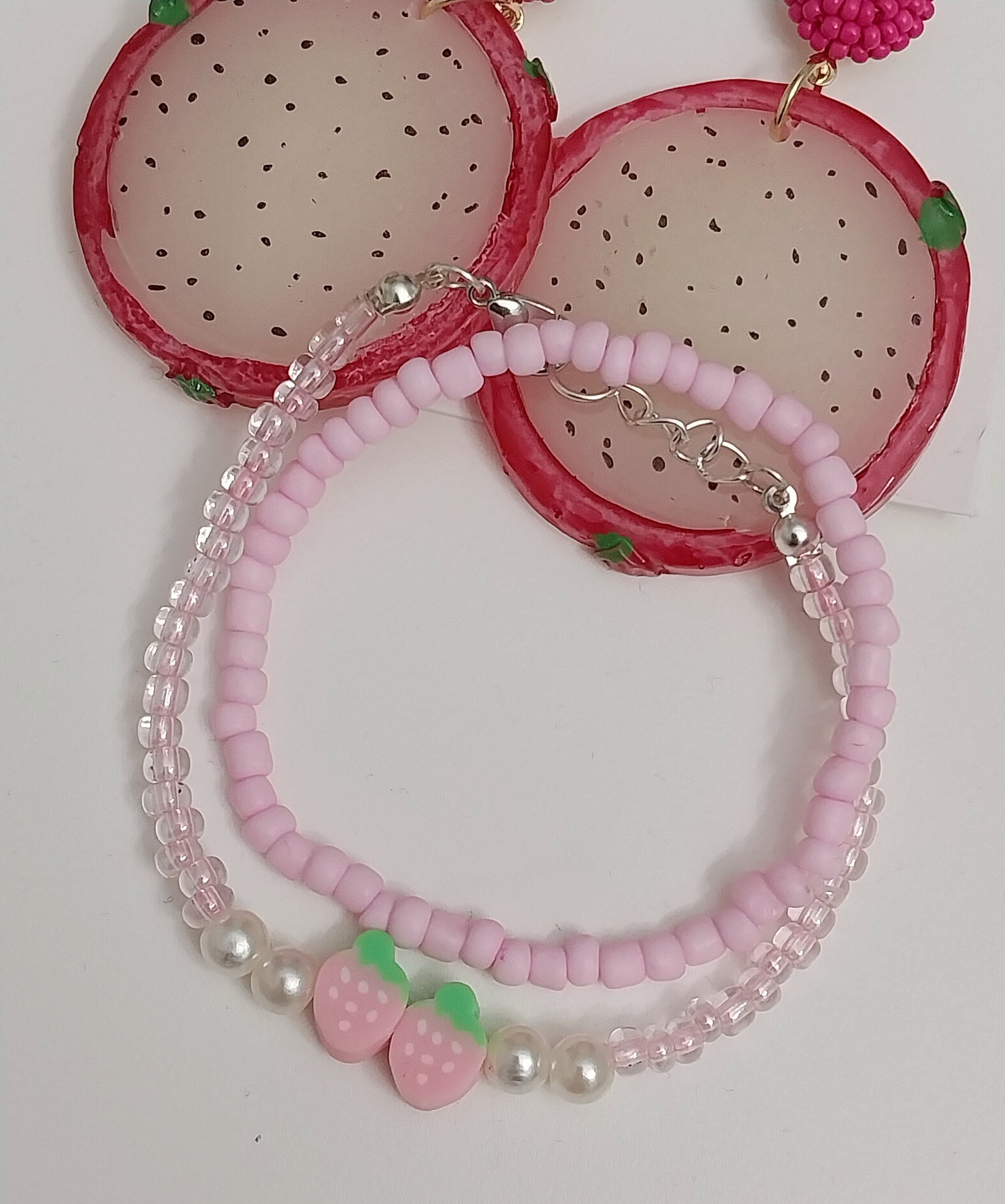 Pink Strawberry Bracelet Personalized Pink Beads Bracelet New Design Handmade Unique Strawberry Bracelet Free Shipping