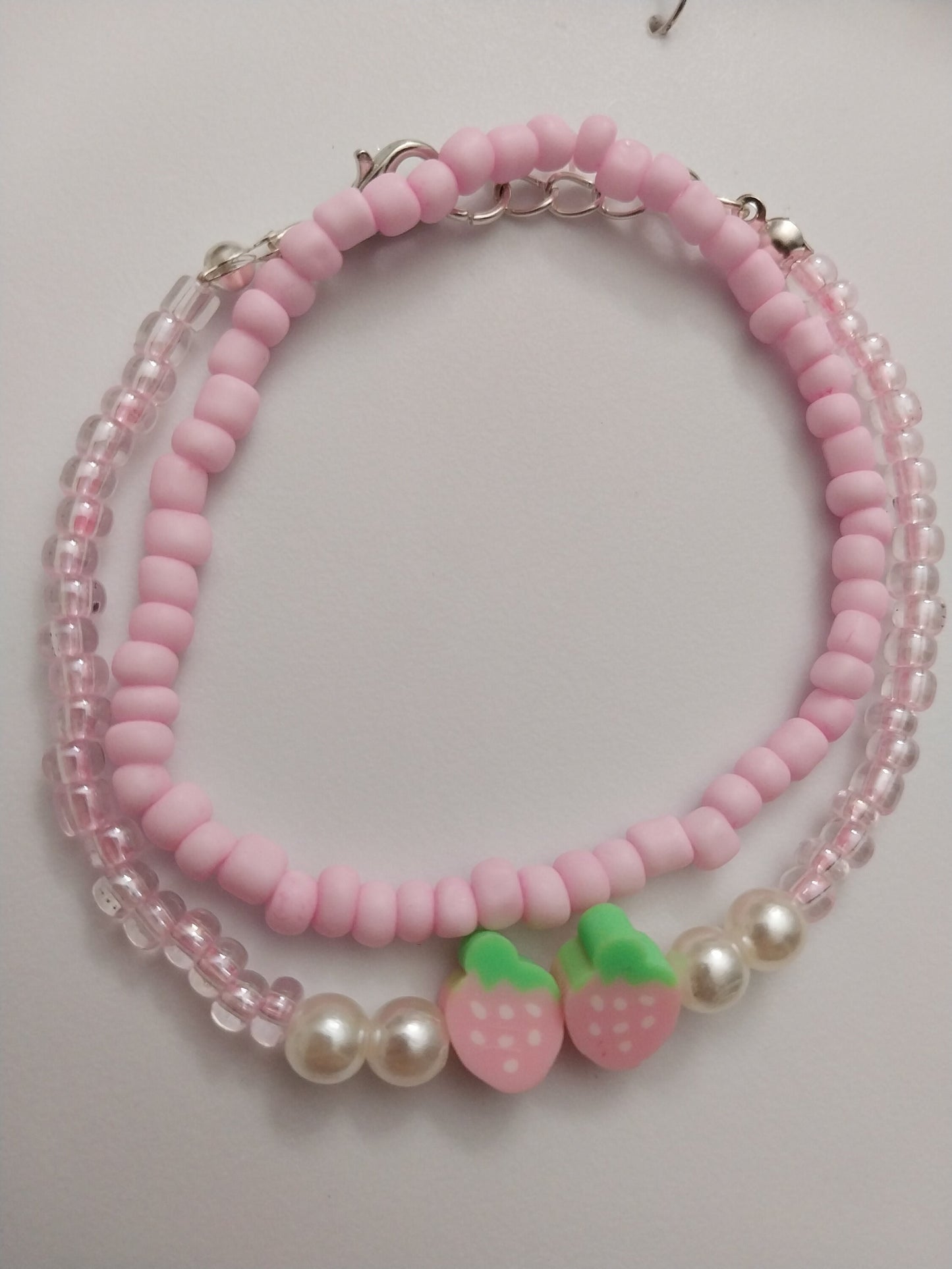 Pink Strawberry Bracelet Personalized Pink Beads Bracelet New Design Handmade Unique Strawberry Bracelet Free Shipping