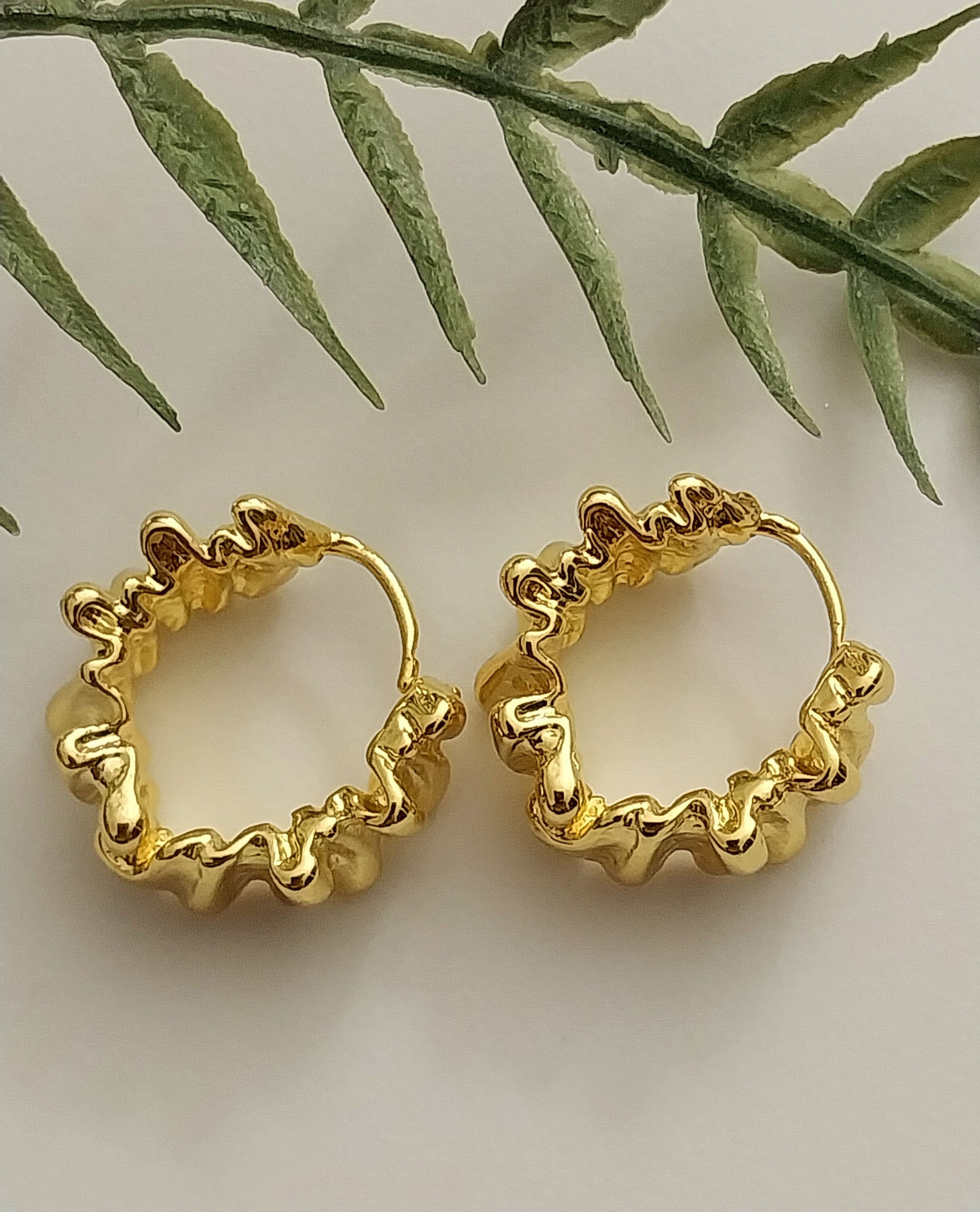 Hoop Earrings Chunky Hoop Earrings Gold Folds Earring New Design Earrings Free Shipping