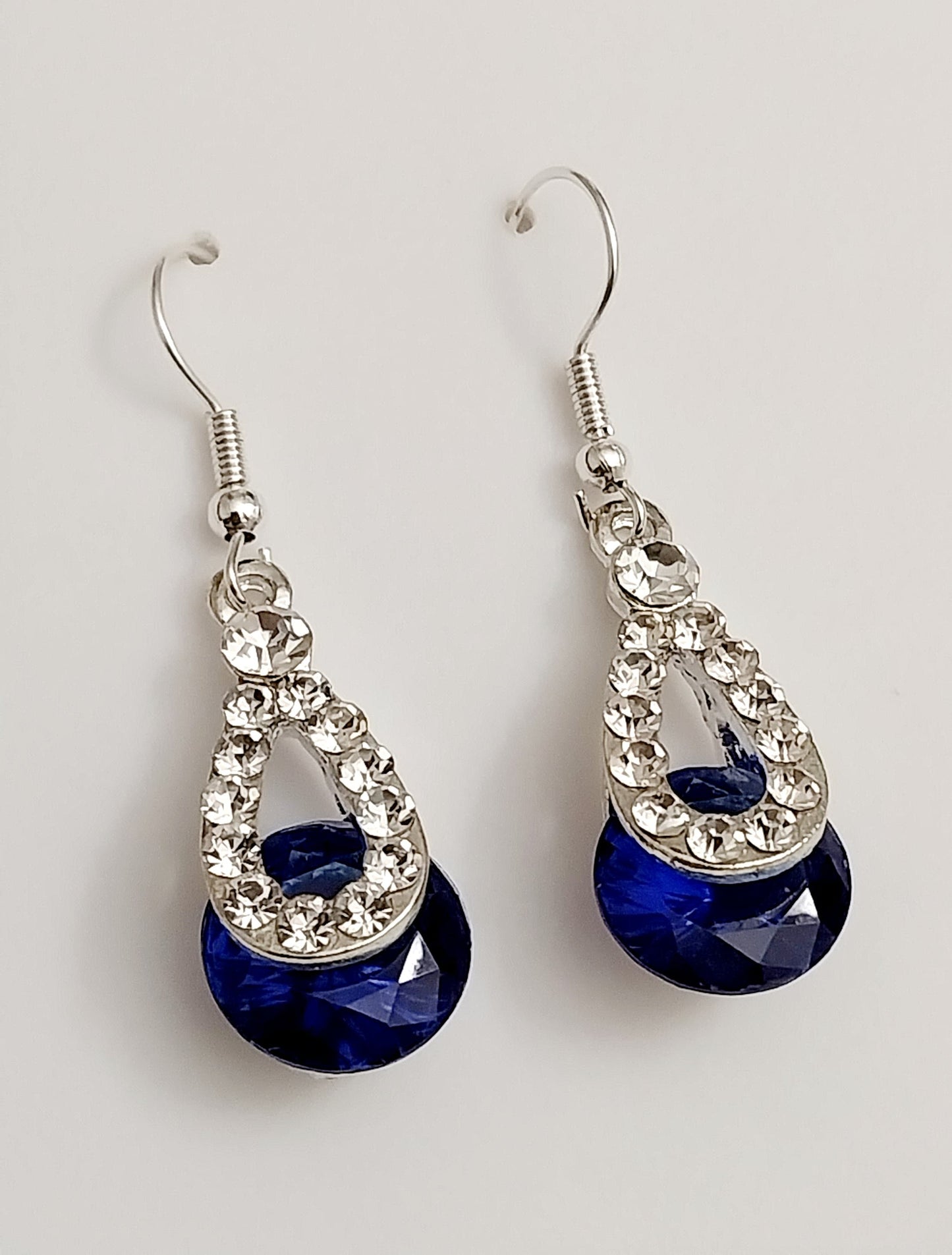 Blue Shine Earrings CZ Blue Water Earrings Sparkling Ovel Earrings Crystal Dangle Earring Shining Blue Earrings Free Shipping