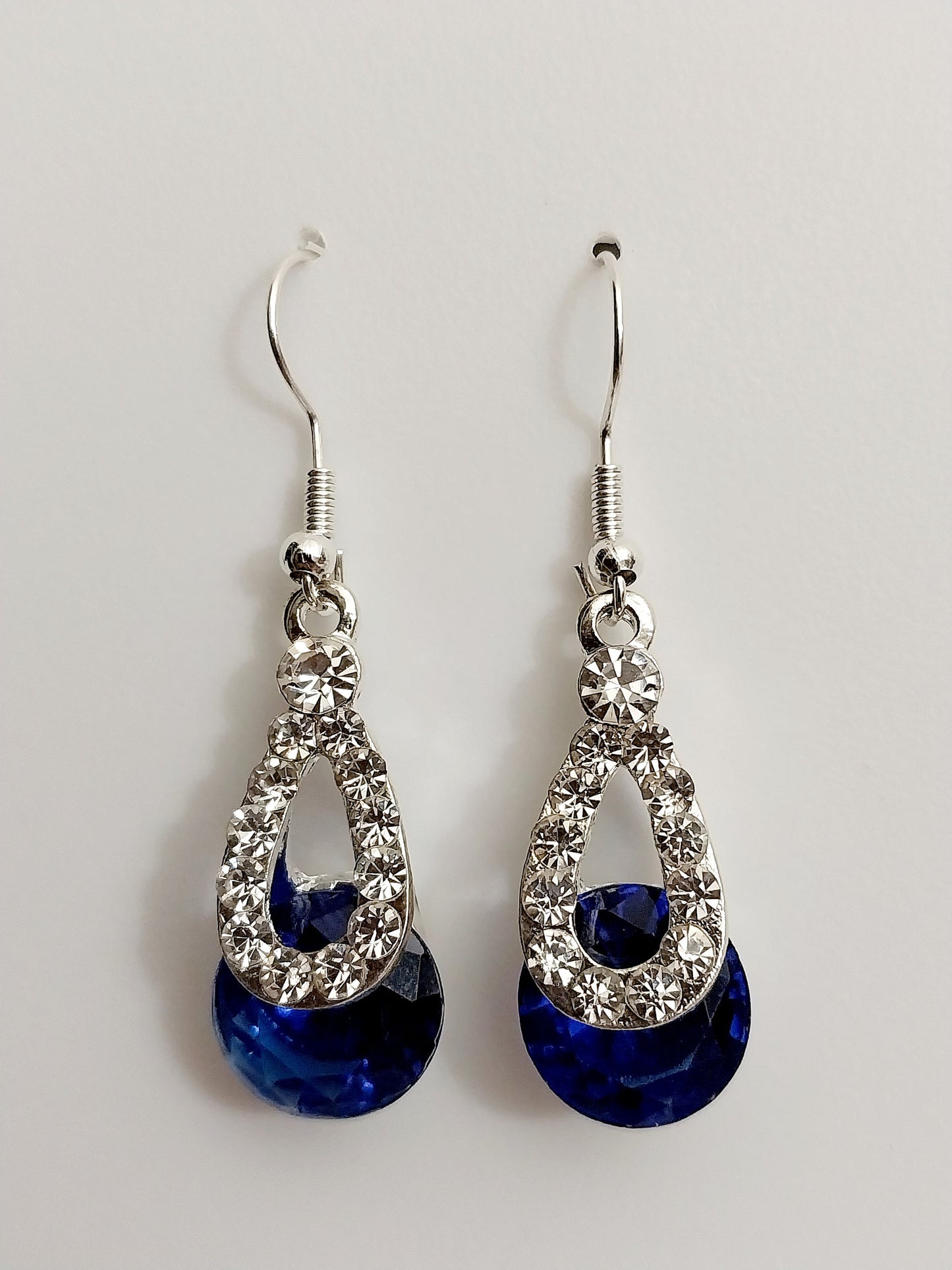 Blue Shine Earrings CZ Blue Water Earrings Sparkling Ovel Earrings Crystal Dangle Earring Shining Blue Earrings Free Shipping