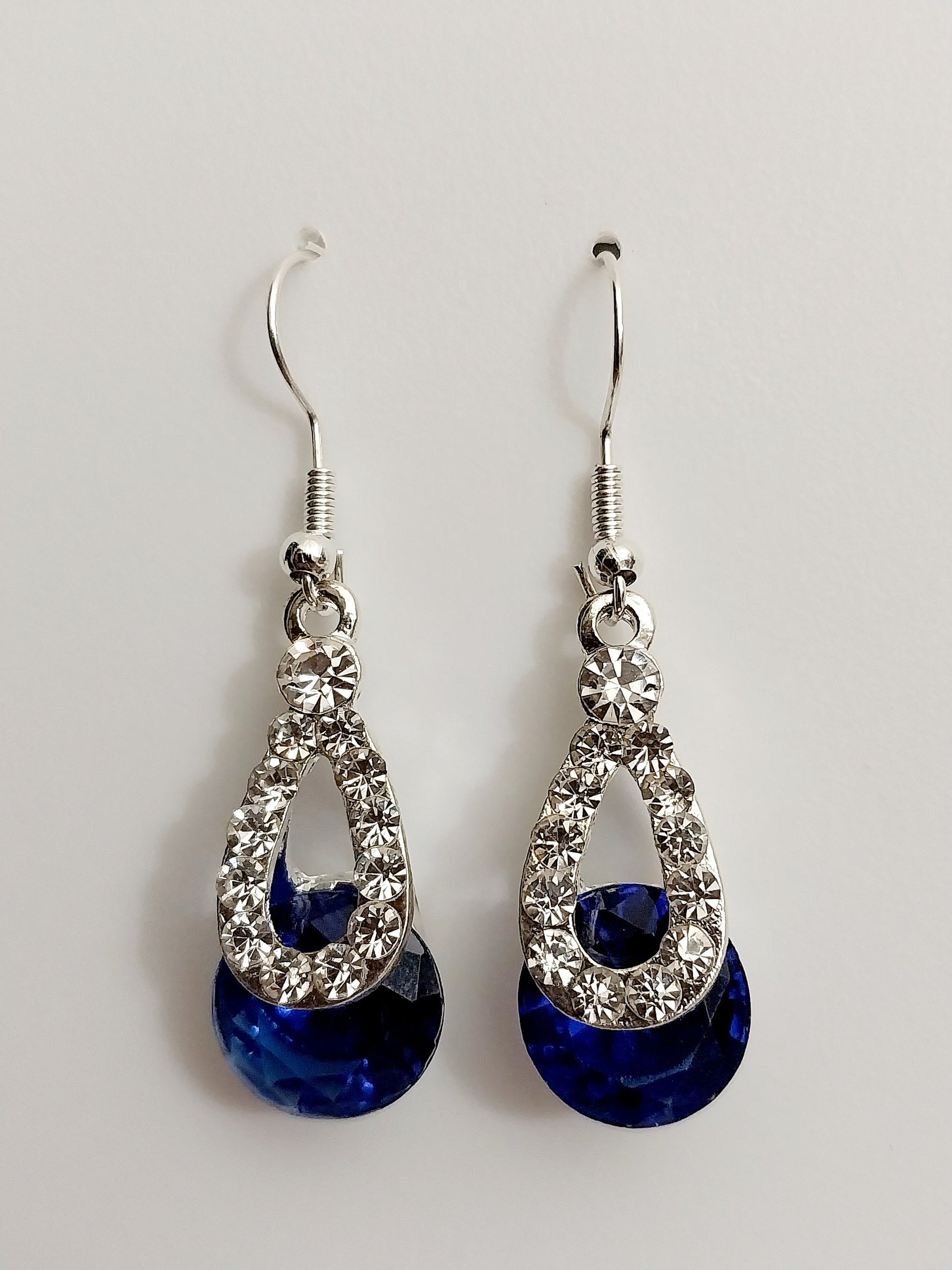 Blue Shine Earrings CZ Blue Water Earrings Sparkling Ovel Earrings Crystal Dangle Earring Shining Blue Earrings Free Shipping