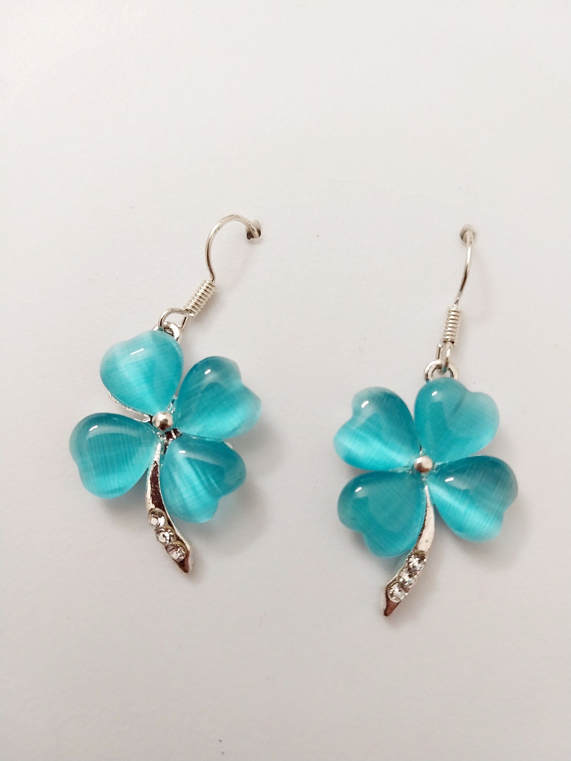 4 Leaf Clover Flower Earring Fashion Blue Earrings Lucky Drop Earring Blue Lucky Dangle Earring New Design Unique Earring Free Shipping