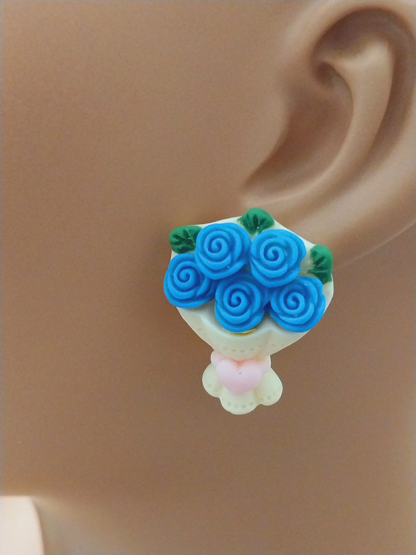 Blue Rose Flower Earring 3D Flower Earrings Flower Clay Stud Earring New Fashion Clay Earring Beautiful Rose Earring