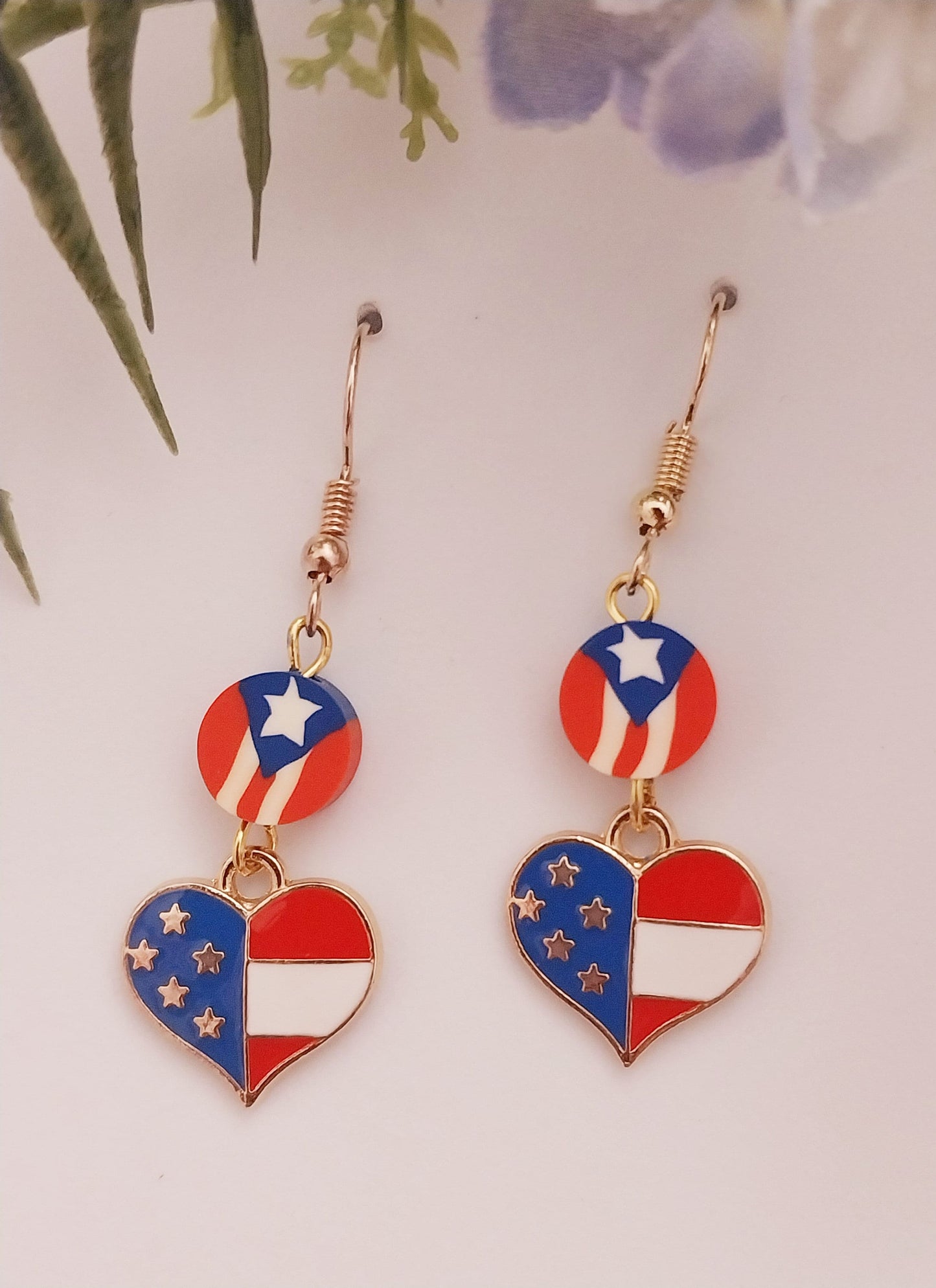 American Heart Flag Earrings Creative Fashion Flag Earrings New Handmade Unique American Flag Heart Earring Heart Stripes Flag Earrings