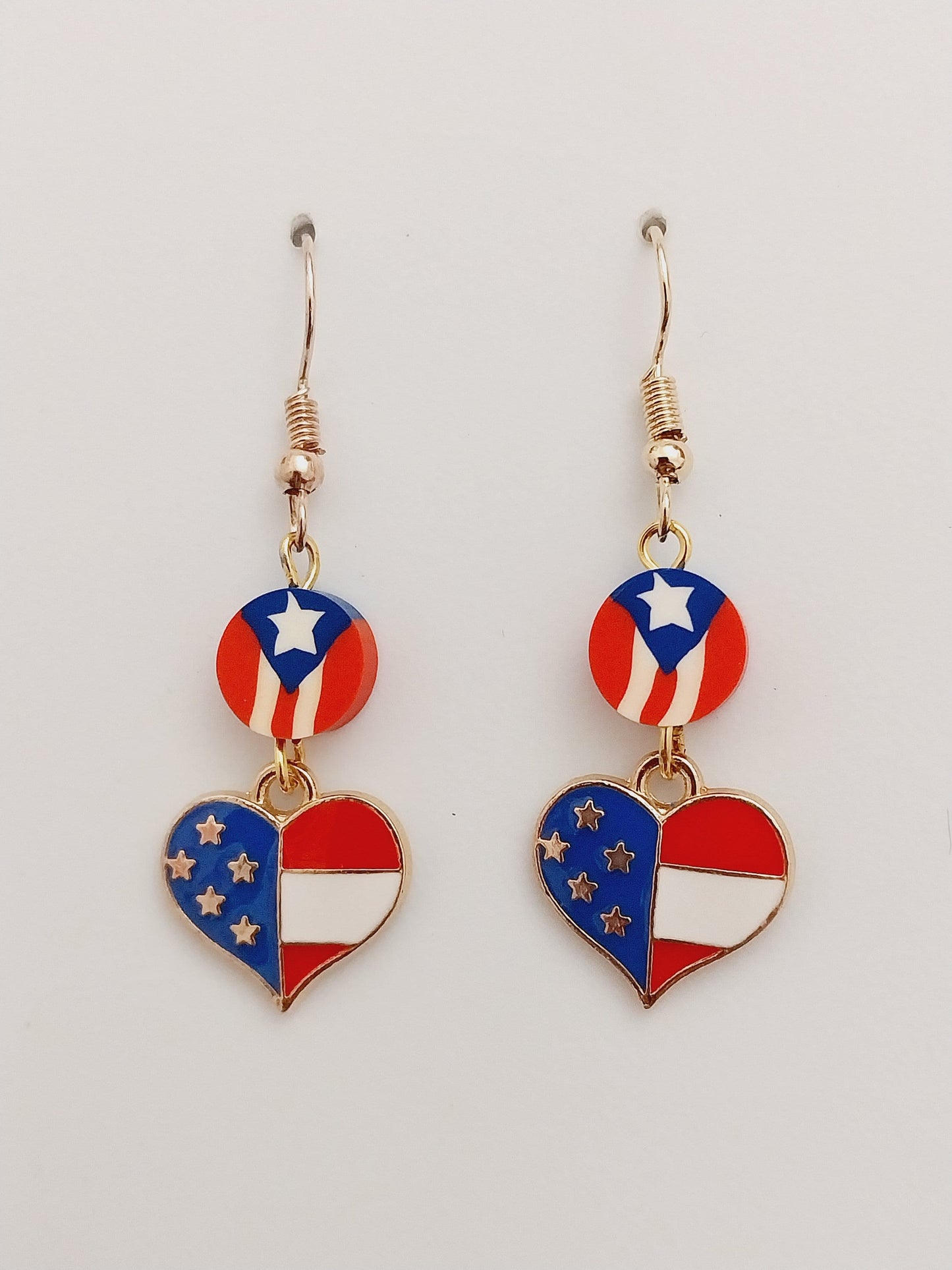 American Heart Flag Earrings Creative Fashion Flag Earrings New Handmade Unique American Flag Heart Earring Heart Stripes Flag Earrings