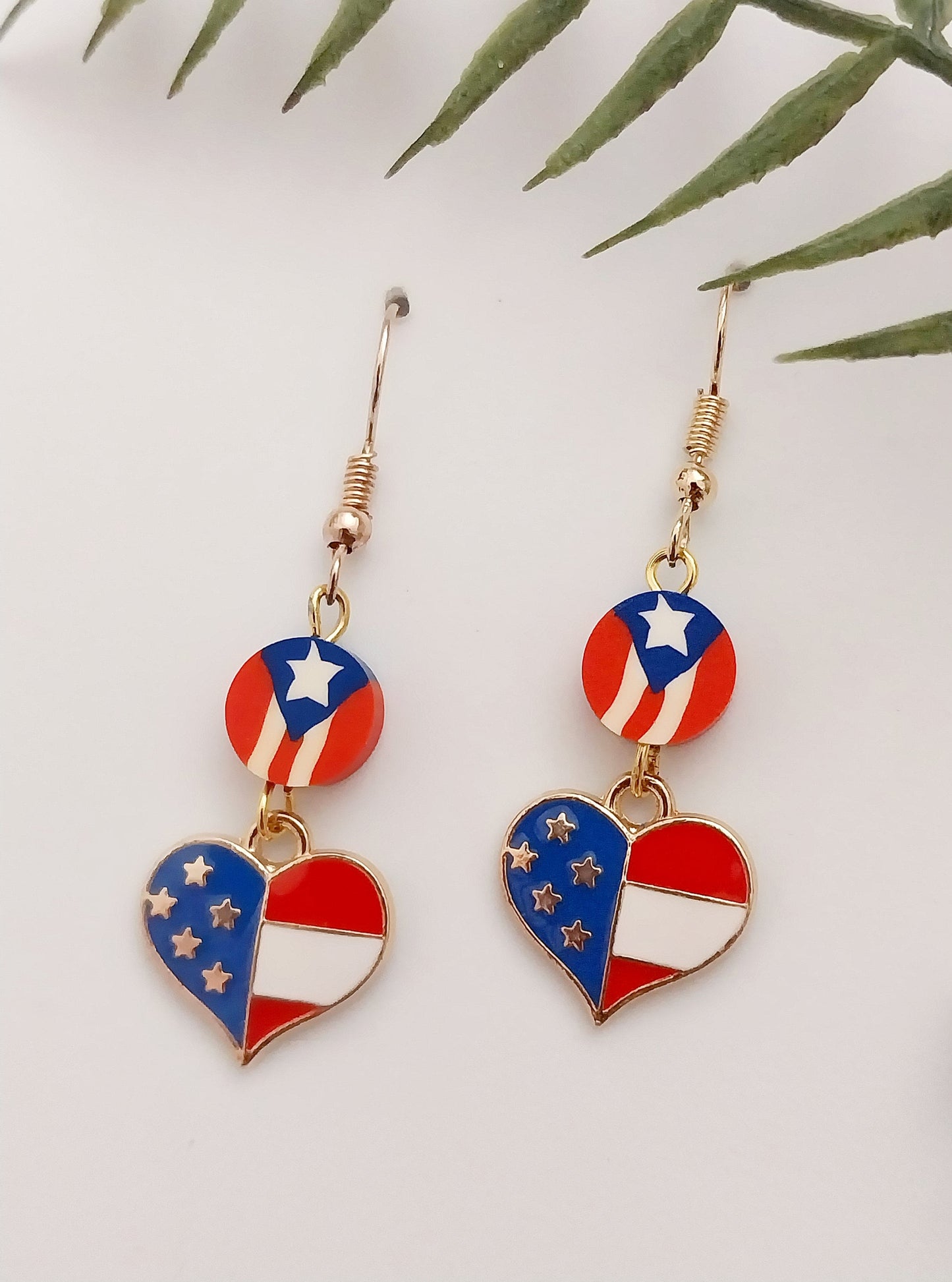 American Heart Flag Earrings Creative Fashion Flag Earrings New Handmade Unique American Flag Heart Earring Heart Stripes Flag Earrings