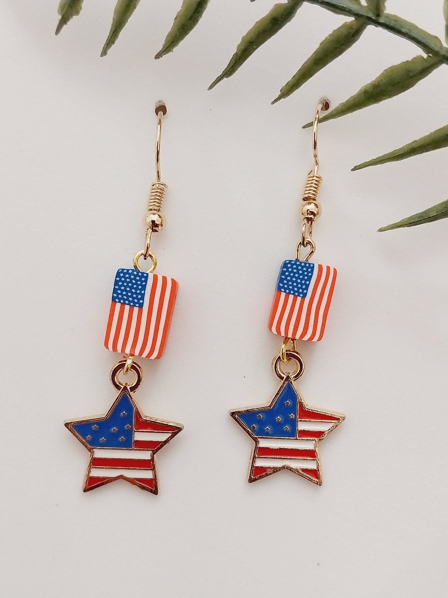 Creative Star Flag Earrings Handmade Unique American Flag Star Earring New Fashion Star Stripes Flag Earrings