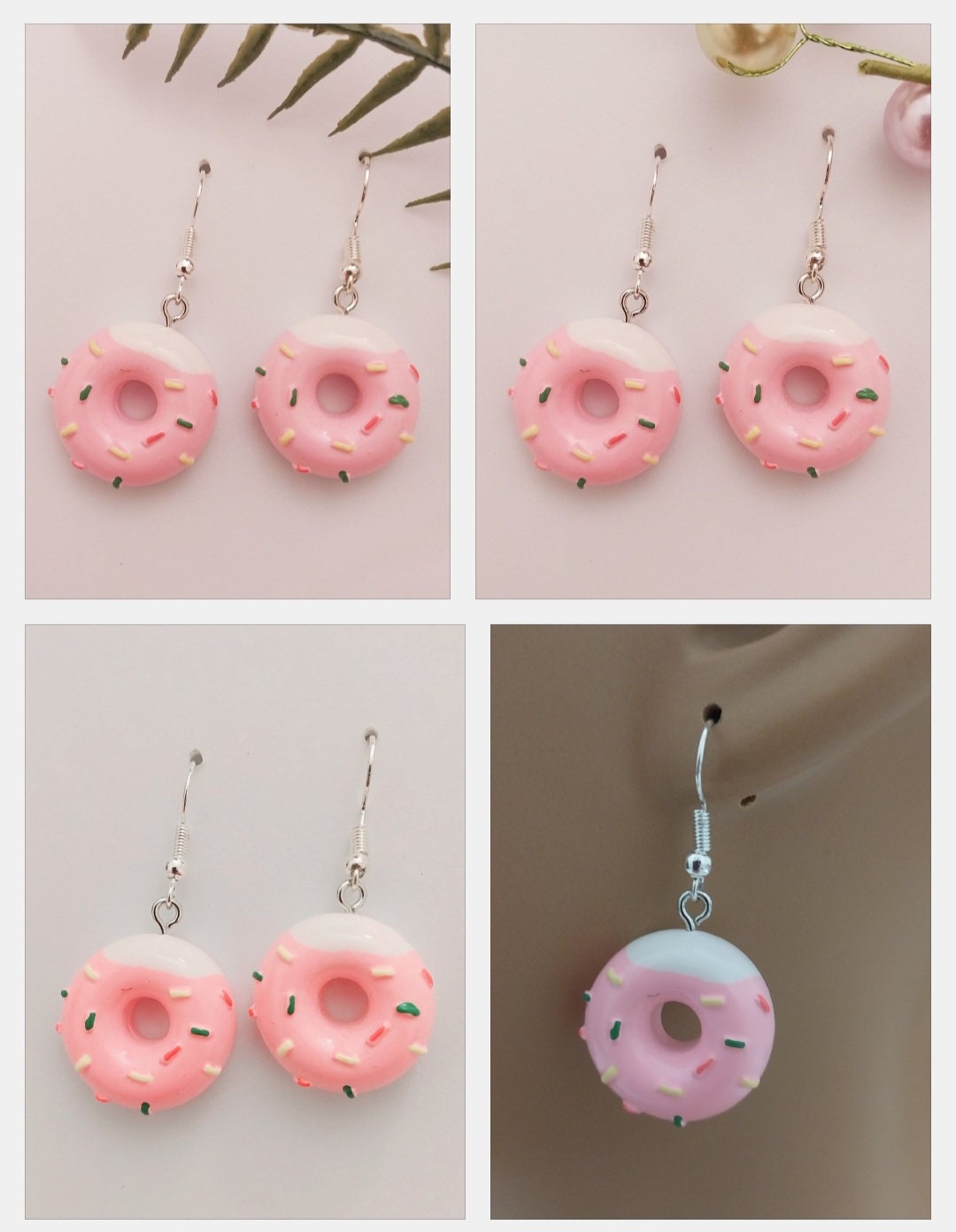 Donuts Earrings Pink Donuts Drop Earring New Fashion Design Flatback Cute Bakery Earring