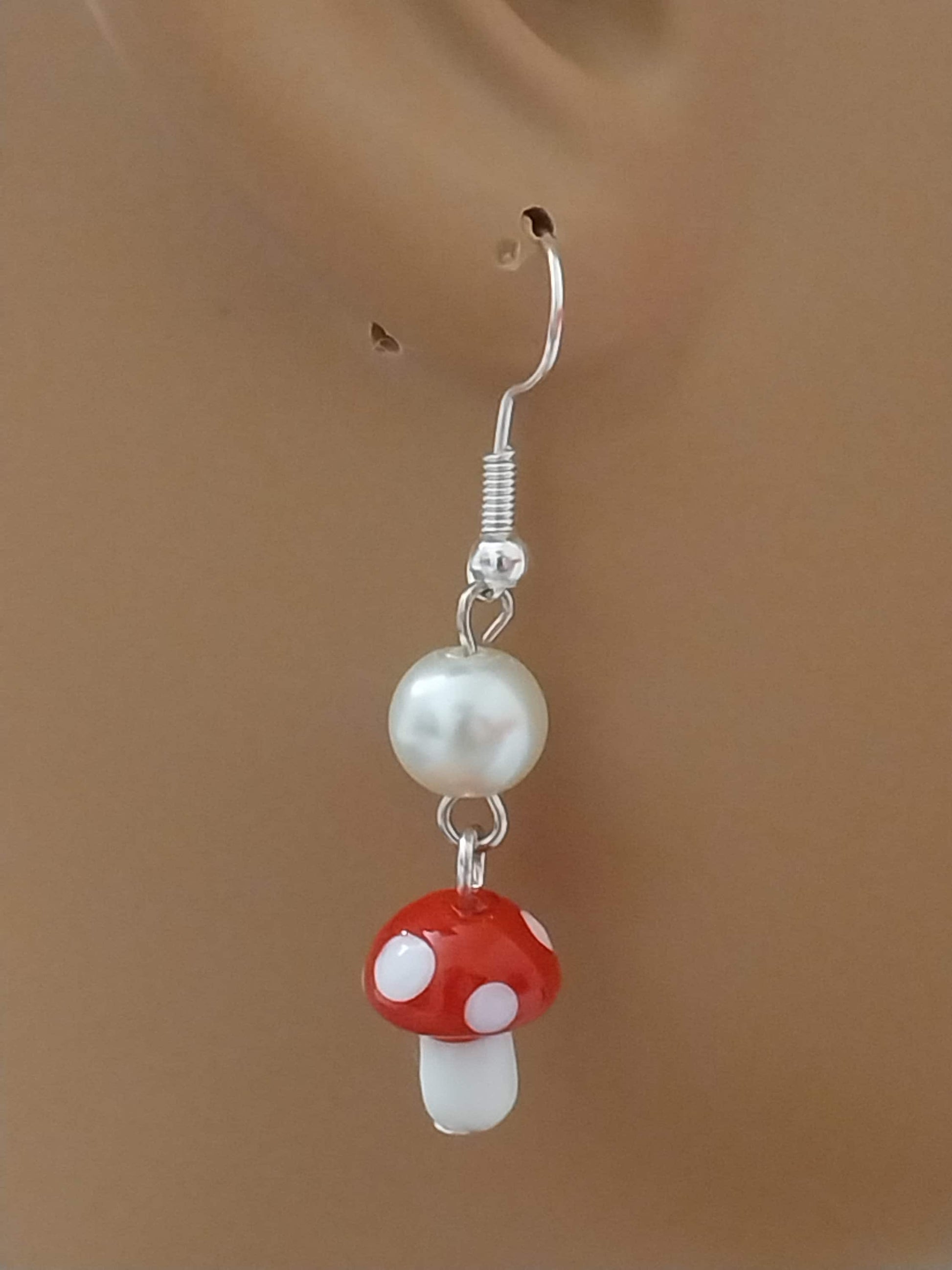 Mushroom Earrings Blue Red Mushroom Earring Garden Fashion Earring Handmade Glass Mushroom Earring New Urban Style Earring Free Shipping