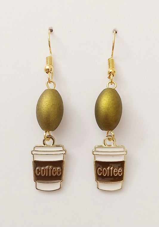 Creative Coffee Cup Earrings Gold Plated Coffee Bag bean Earring New Design Urban Earring New Unique Coffee Earring European Style Earring