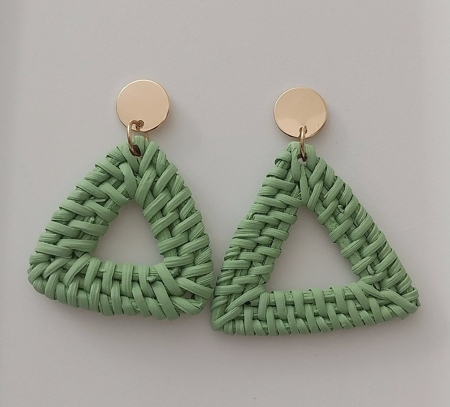 Rattan Hand Woven Bamboo Earrings Boho Triangle Drop Earring Natural Rattan Green Drop Earring Old Fashion New Design Village Style Earring