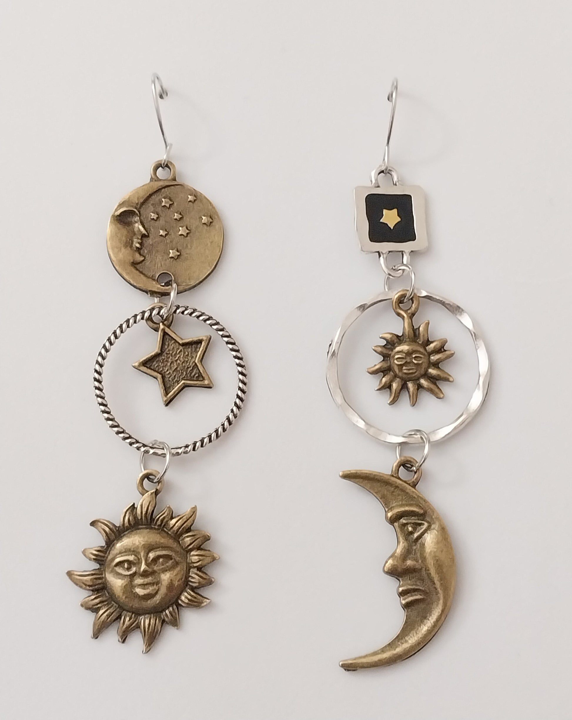 Sun Moon Star Long Earrings Vintage Dangle Earring Retro Fashion New Design Earring Free Shipping