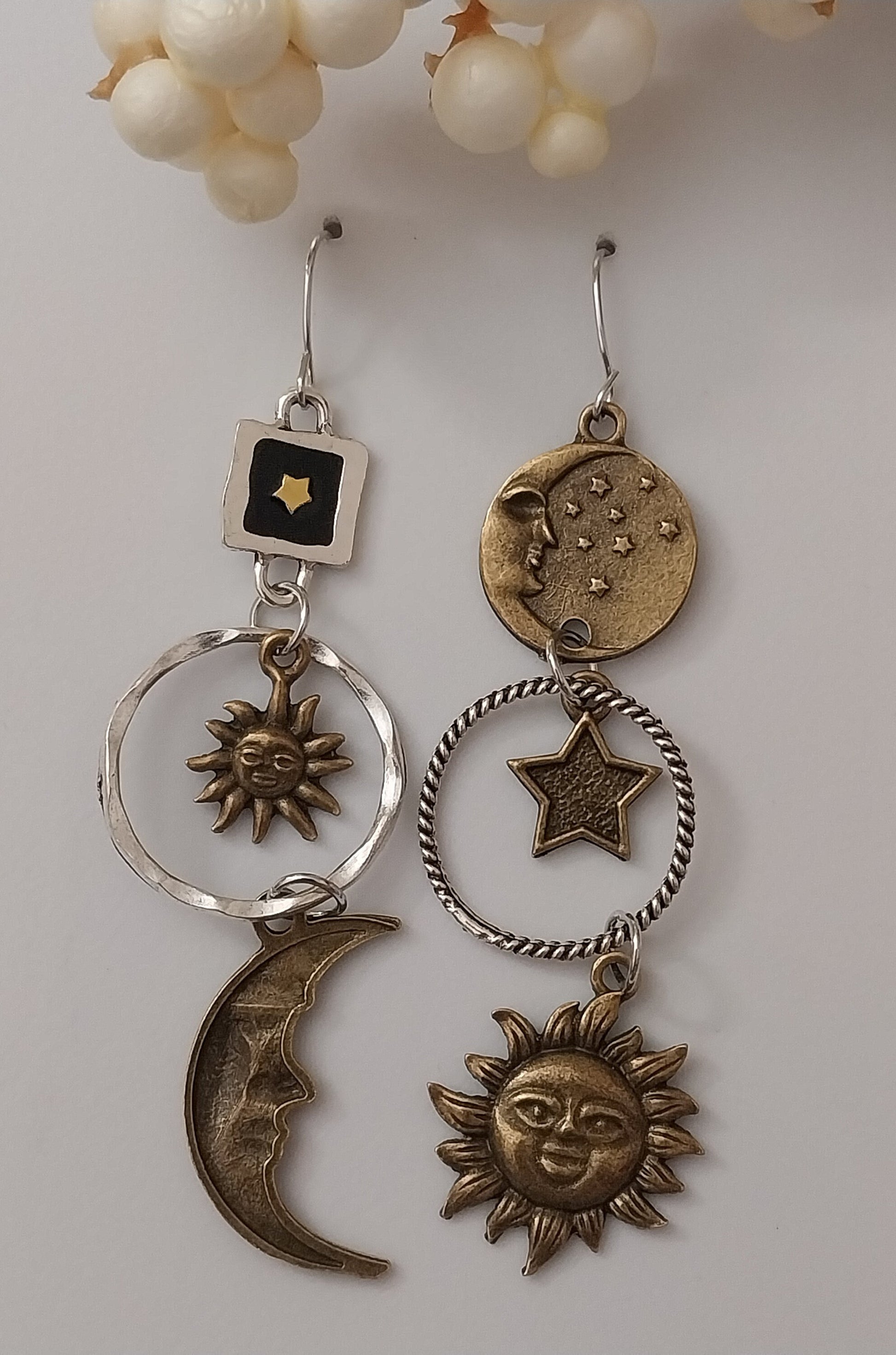 Sun Moon Star Long Earrings Vintage Dangle Earring Retro Fashion New Design Earring Free Shipping